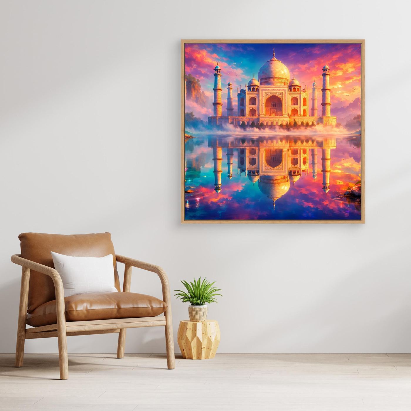 Leinwandbild Magisches Taj Mahal | Orientalisches Palast Wandbild auf echtem Holzkeilrahmen