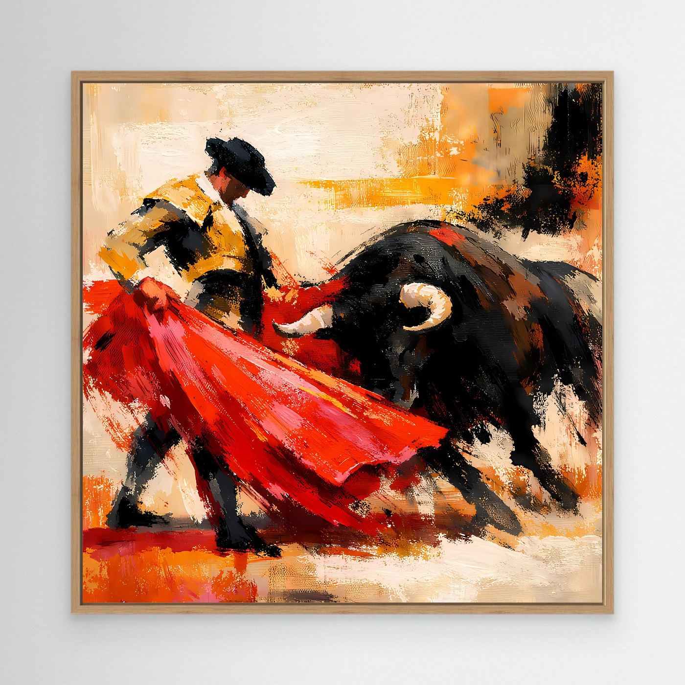 Premium Leinwand Matador und Stier Abstrakt | Modernes Kunst Poster Spanien Wandbild
