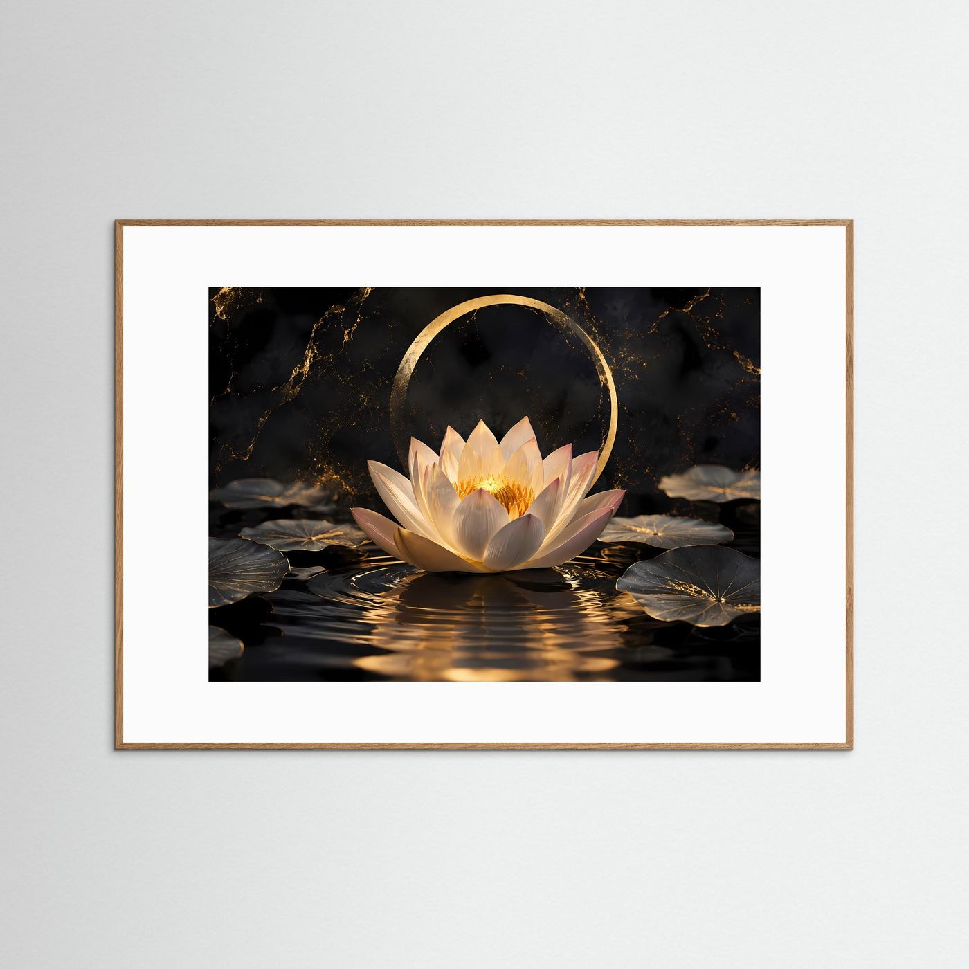Gelebte Harmonie & Eleganz | Spirituelles Lotusblüten Poster mit Goldeffekten