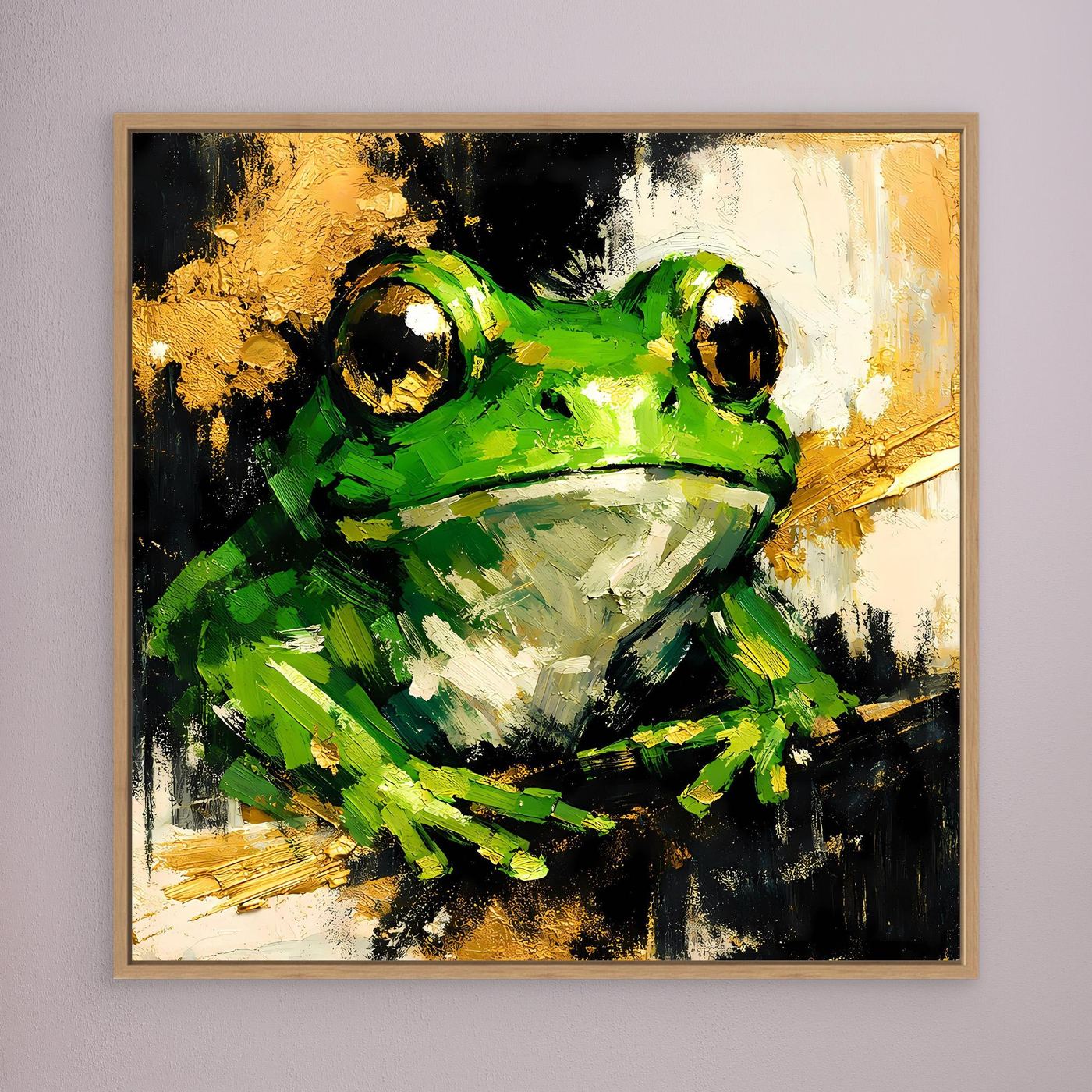Leinwand Farbenfroher Grüner Frosch | Abstraktes Tier Wandbild