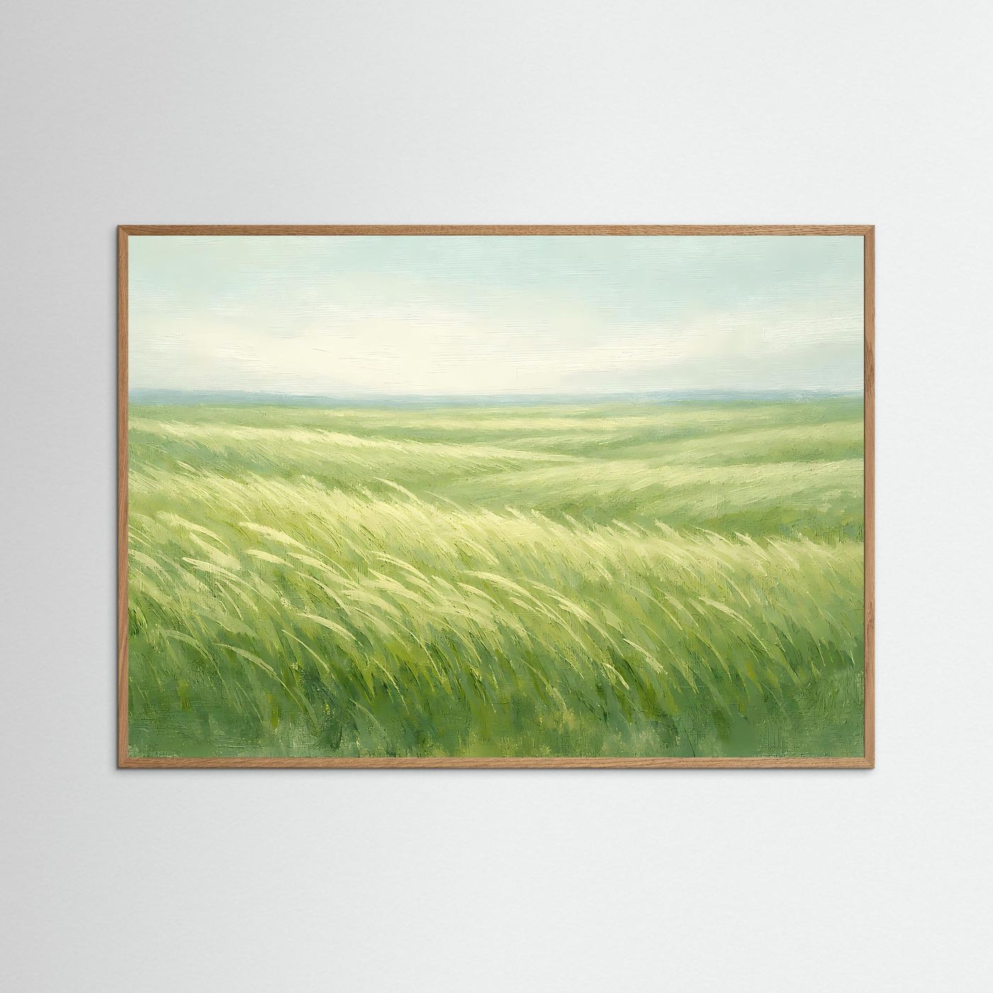 Weite Graslandschaft im Wind | Beruhigende Natur & Wiese Poster Querformat