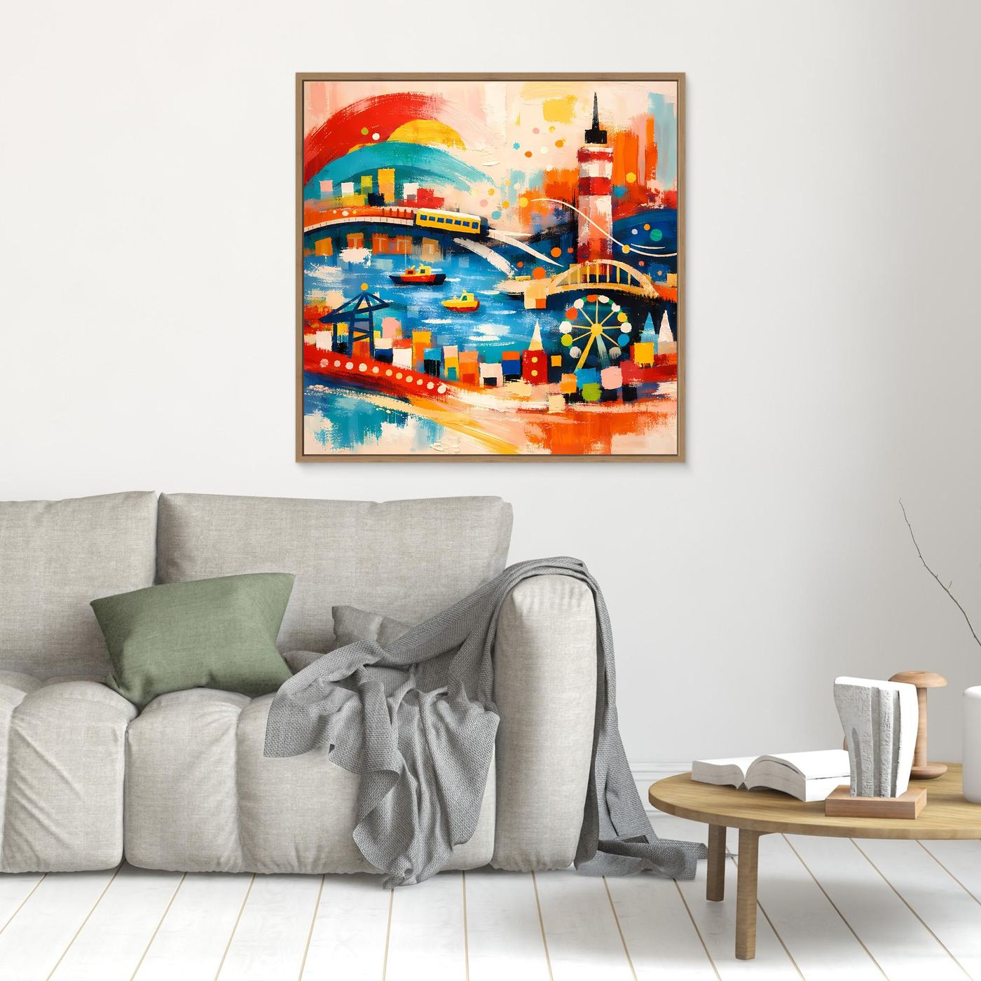 Leinwand Abstraktes Hamburg Hafen Wandbild | Buntes Maritimes Kunstwerk
