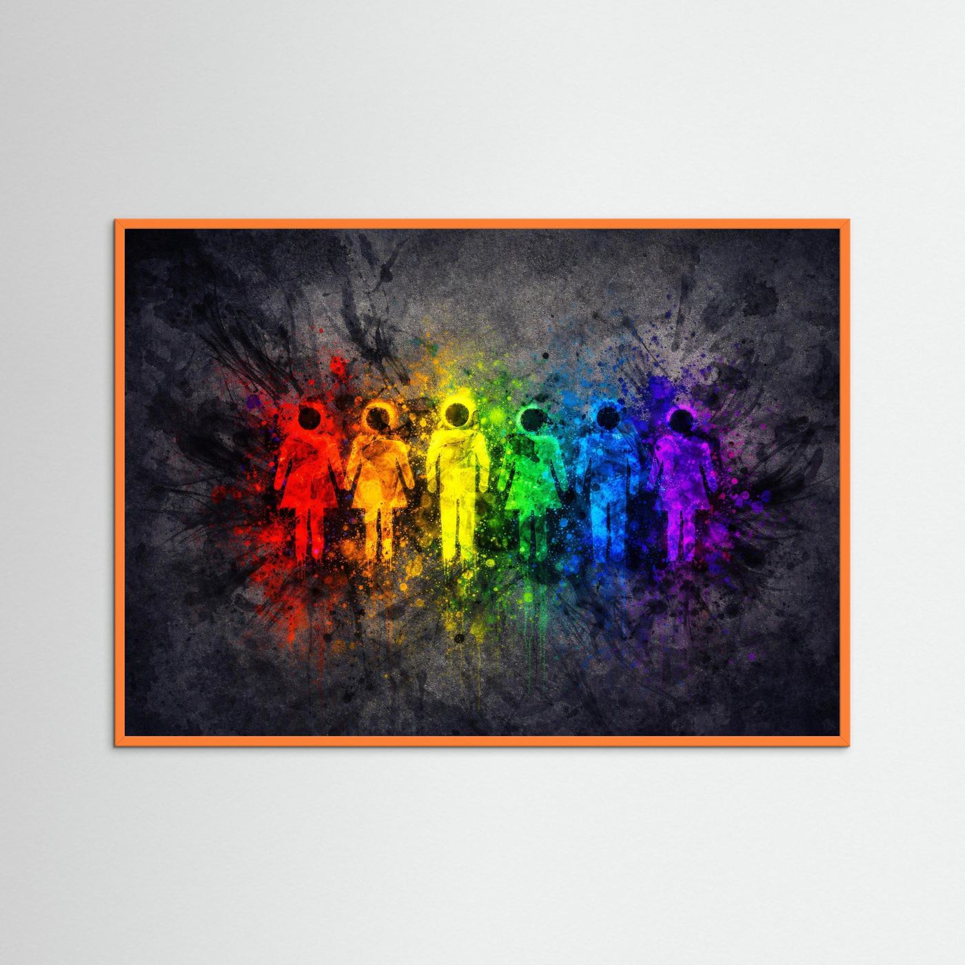 Poster Regenbogen Menschen Silhouette | Modernes LGBT Pride Wandbild
