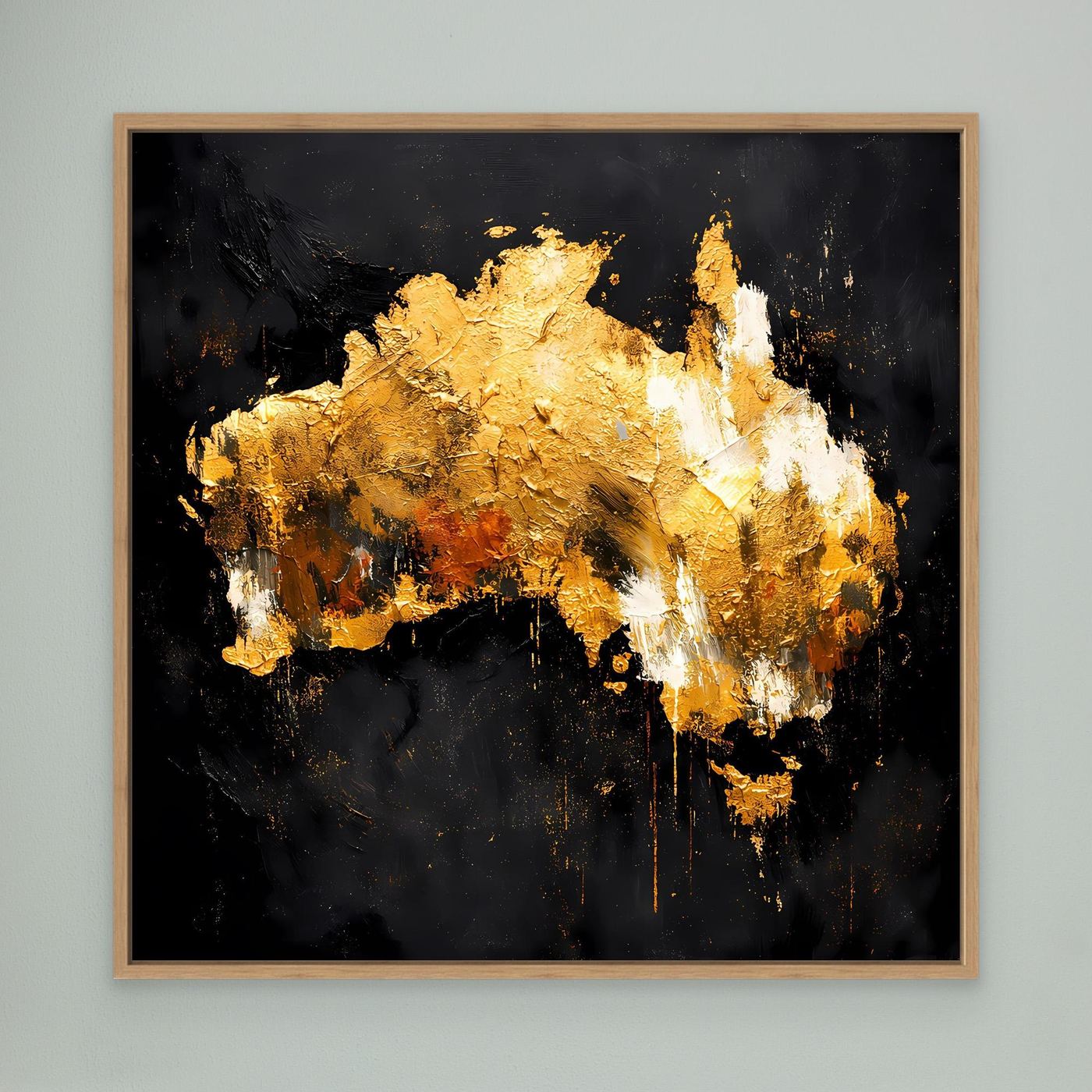 Leinwand Goldene Landkarte von Australien | Modernes Luxus Wandbild Kontinent