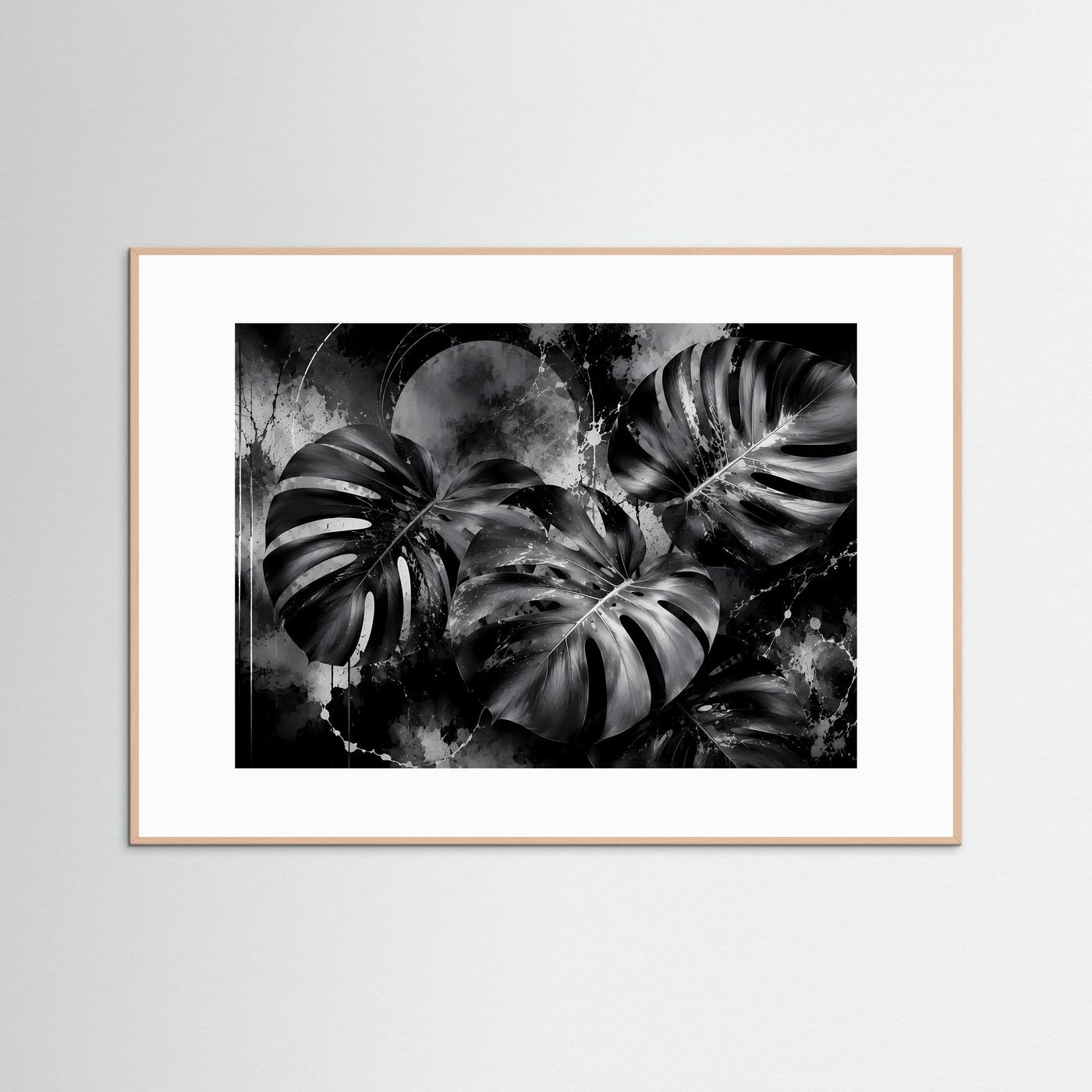 Monstera Schwarz Weiß Wandbild | Moderne Botanische Kunst | Tropische Blätter in Monochrom | Minimalistisches Pflanzen Poster | Elegante Premium Wanddekoration