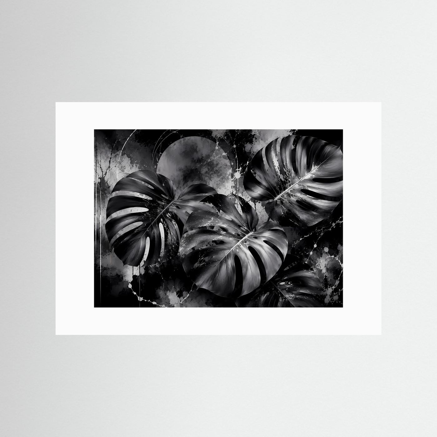 Monstera Schwarz Weiß Wandbild | Moderne Botanische Kunst | Tropische Blätter in Monochrom | Minimalistisches Pflanzen Poster | Elegante Premium Wanddekoration