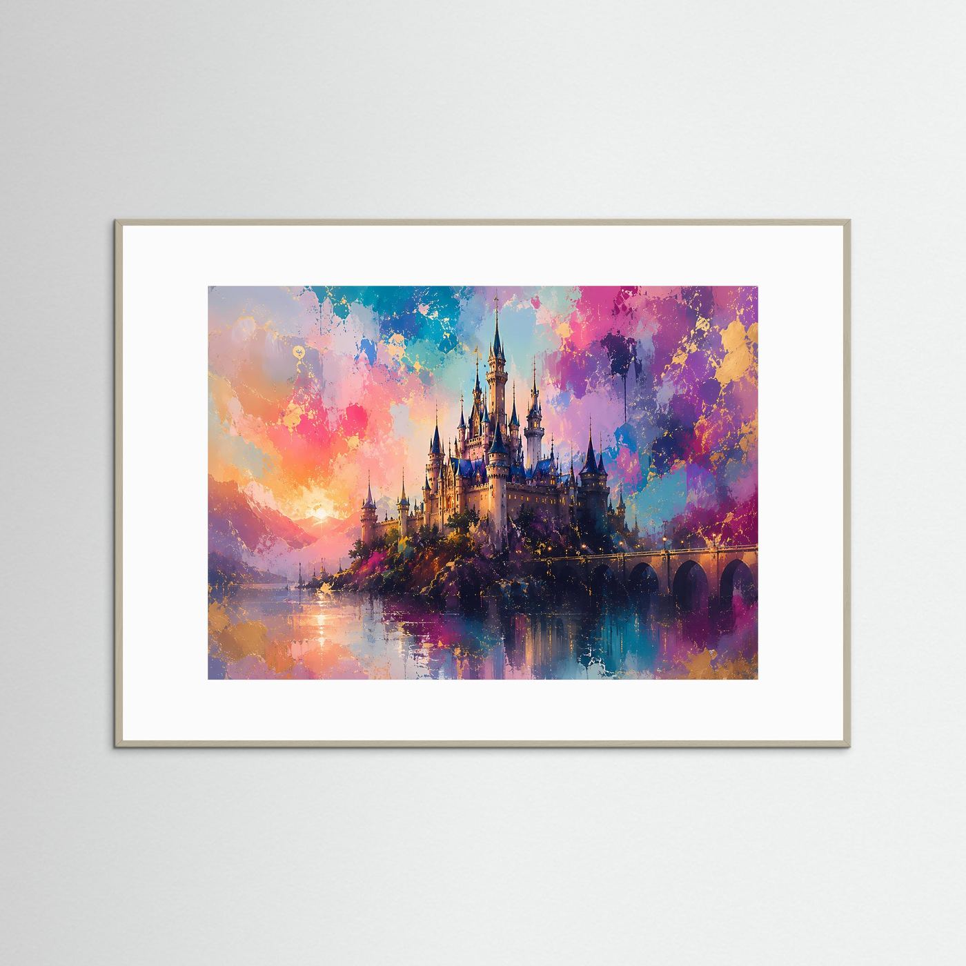 Verzaubertes Königreich | Märchenschloss & Fantasy Poster mit Gold- und Pastell-Akzenten