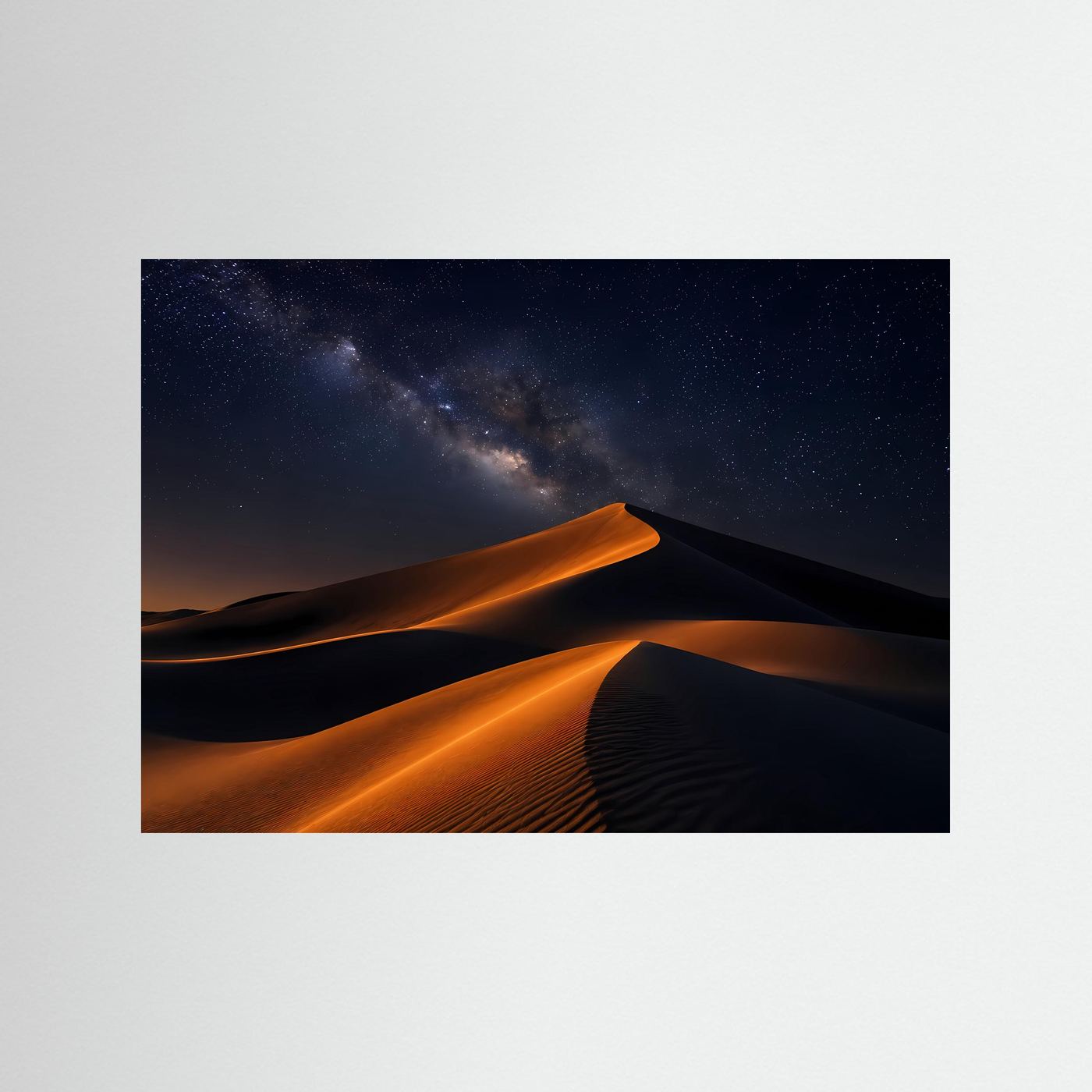 Wüste bei Nacht Poster Querformat | Sanddünen & Sternenhimmel Milchstraße