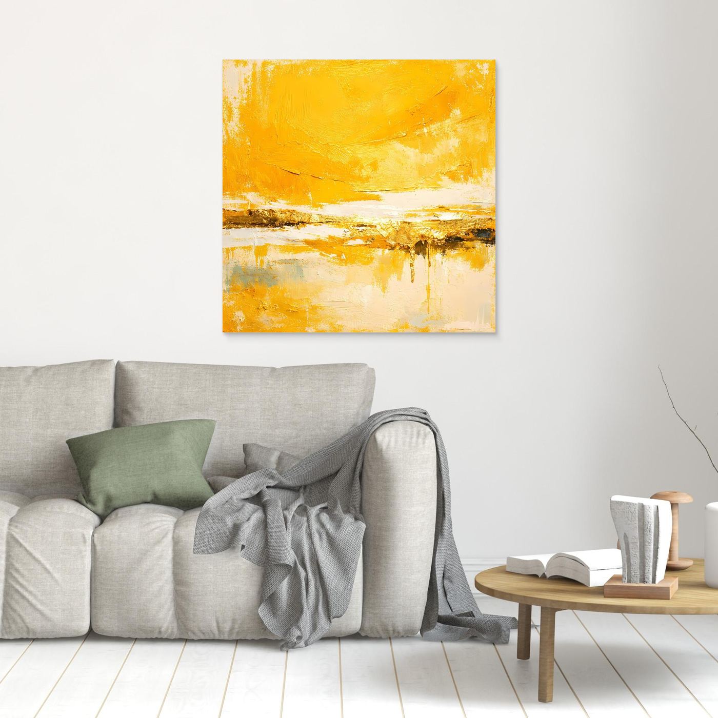 Leinwand Abstraktes Gemälde in Sonnengelb und Gold | Modernes Abstraktes Wandbild