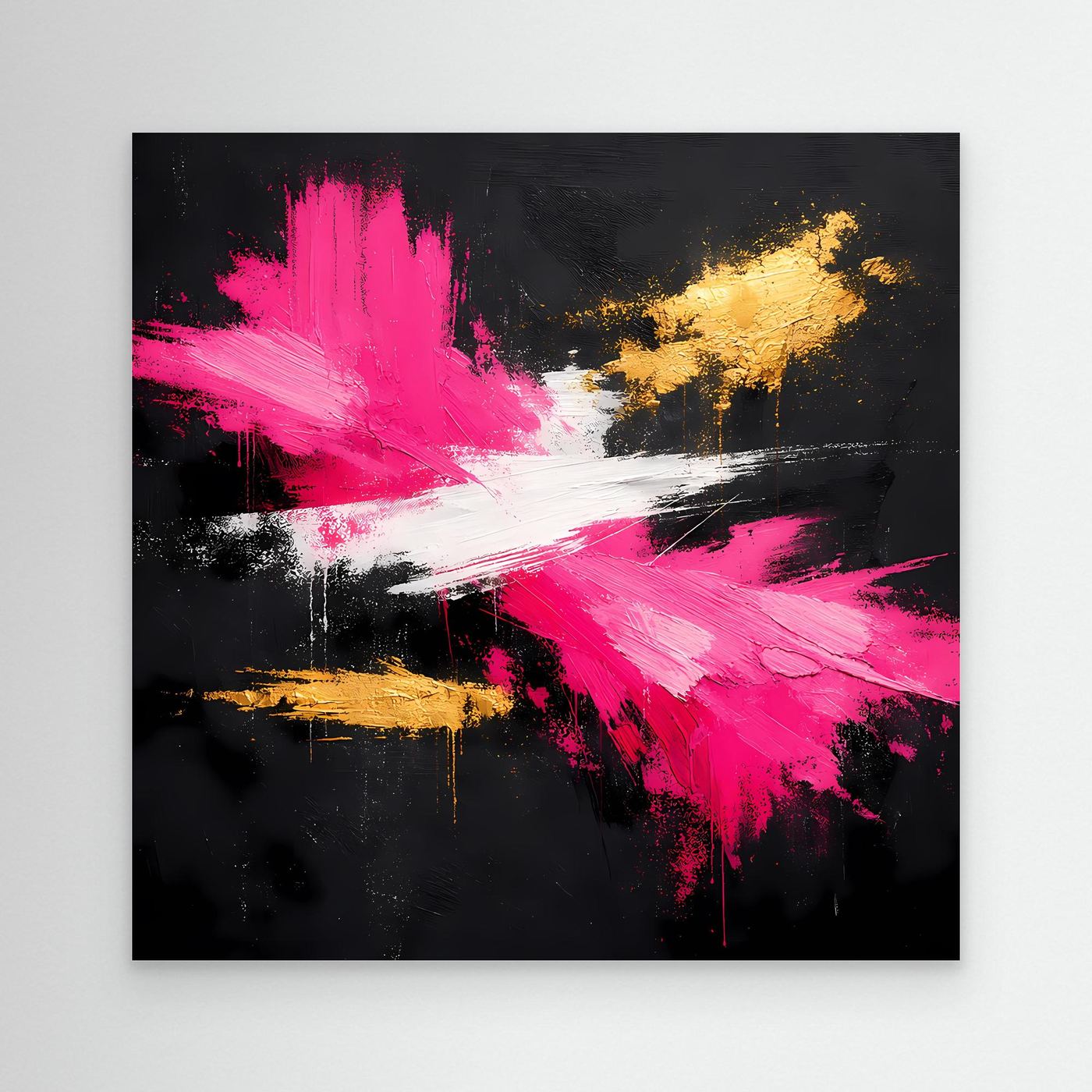 Leinwand Abstraktes Farbfeuerwerk in Pink & Gold | Modernes Acryl-Stil Wandbild