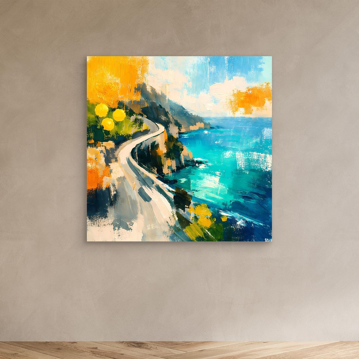 Leinwand Malerische Küstenstraße am Meer | Abstraktes Amalfi Wandbild
