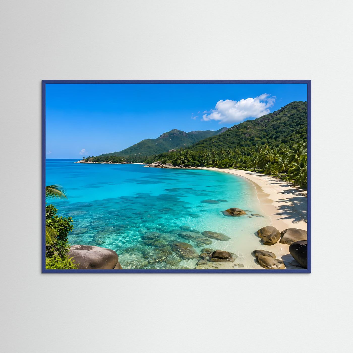 Tropische Traumbucht | Türkisblaues Meer & Palmen Wandbild