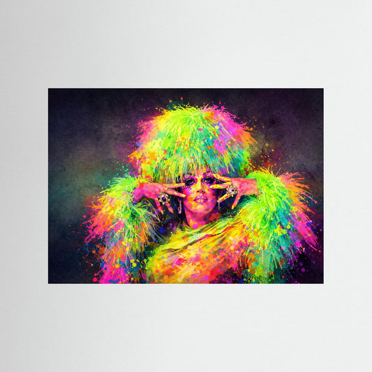 Glamouröse Neon-Ikone | Moderner Pop Art Print Querformat Wandbild