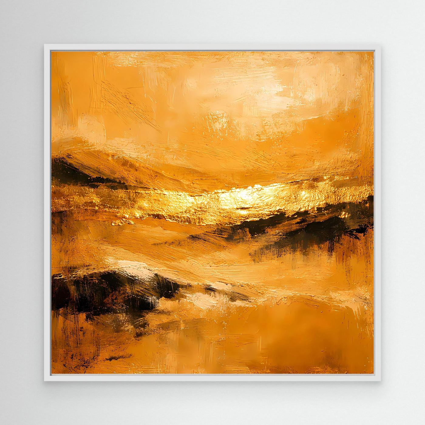 Leinwand Abstrakte Landschaft in Gold und Ocker | Modernes Elegantes Natur Wandbild