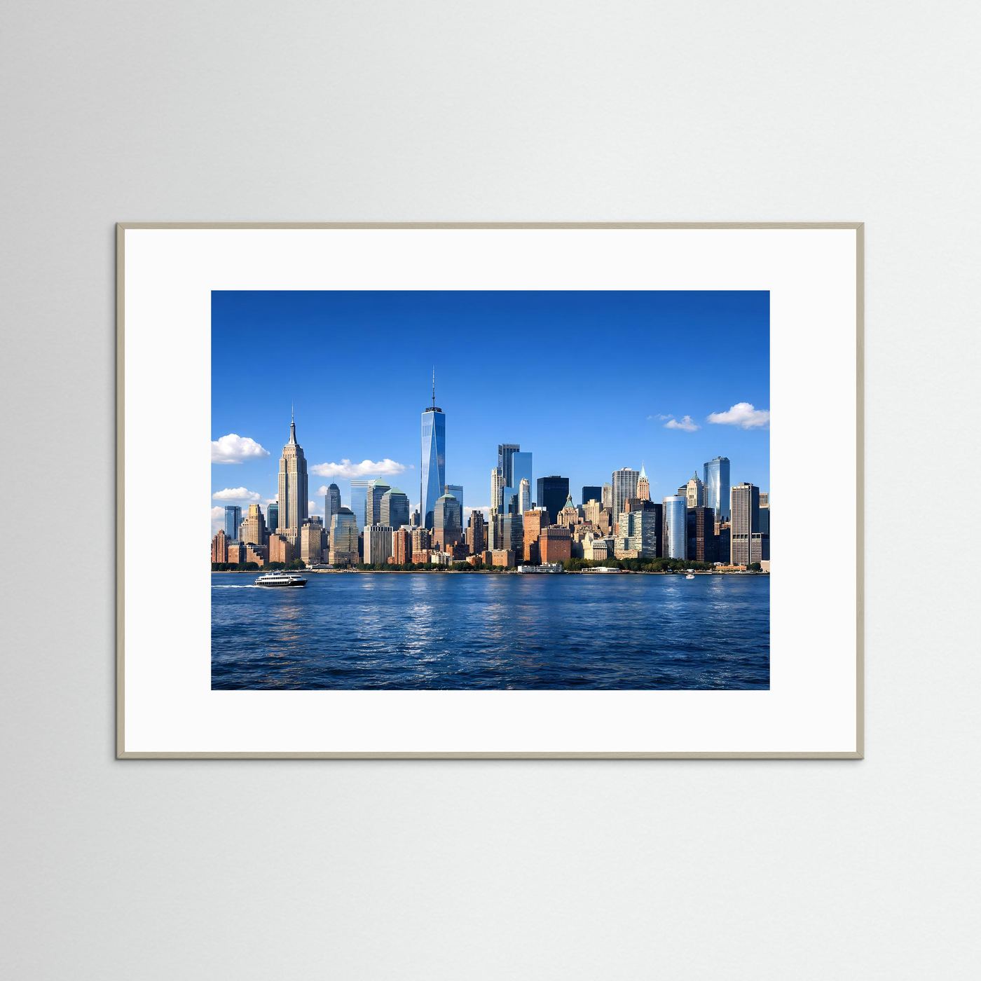 New York City Skyline am Hudson River | Panorama Wolkenkratzer & Metropole Poster Querformat