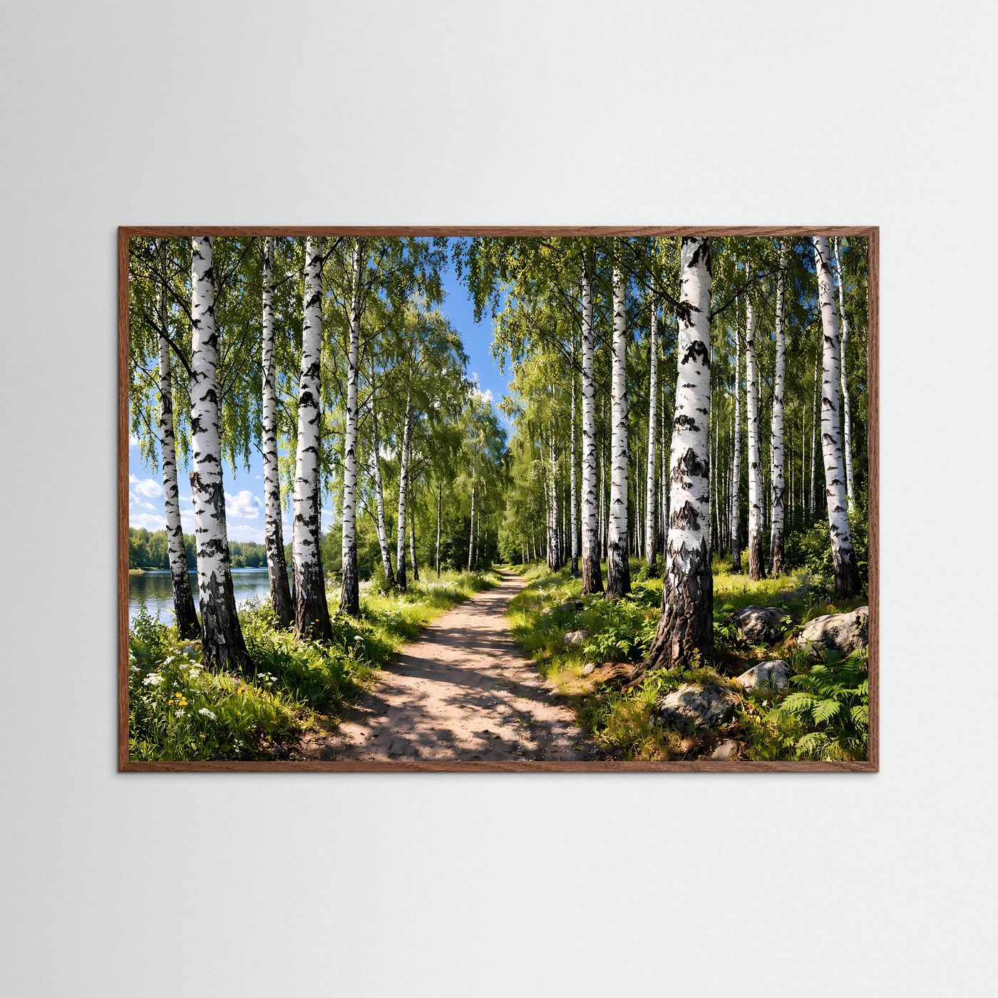 Lichter Birkenwald am Seeufer | Natur & Weg Poster Querformat