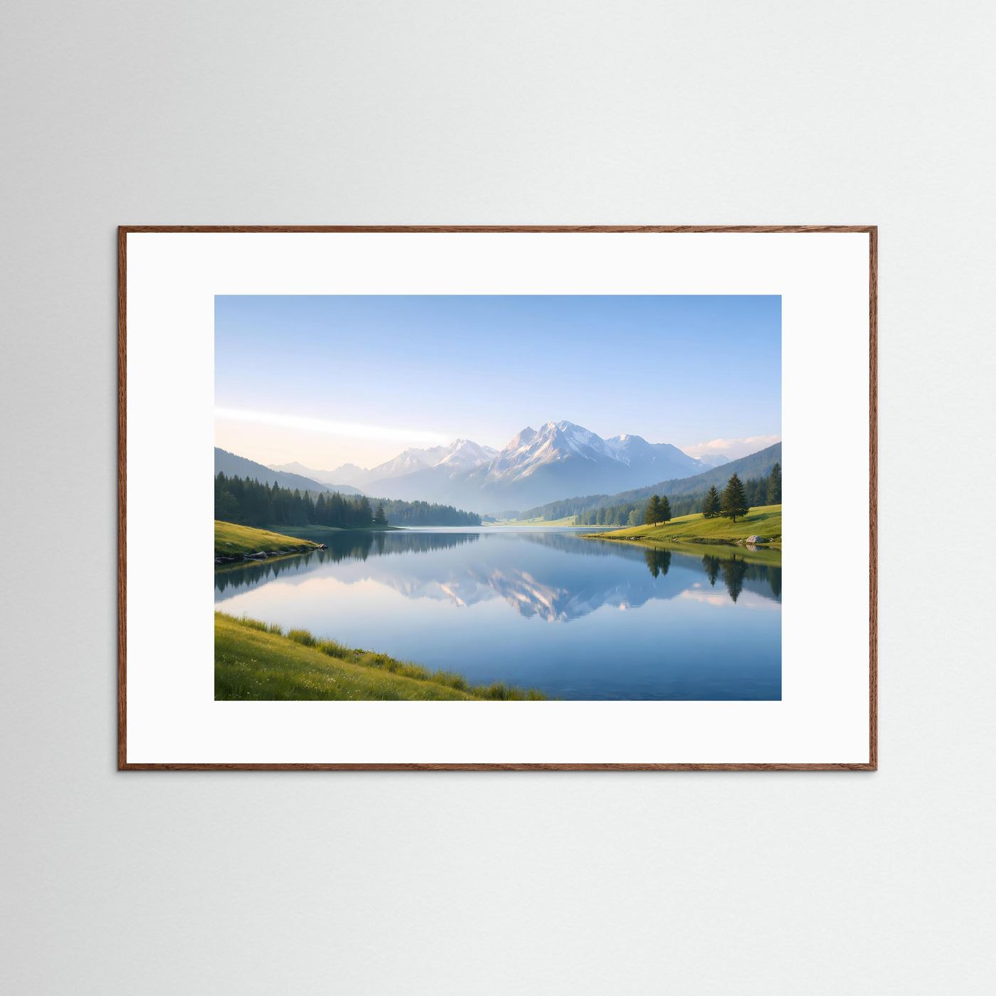 Majestätische Alpen im Spiegelsee | Panorama Berg & Natur Poster Querformat