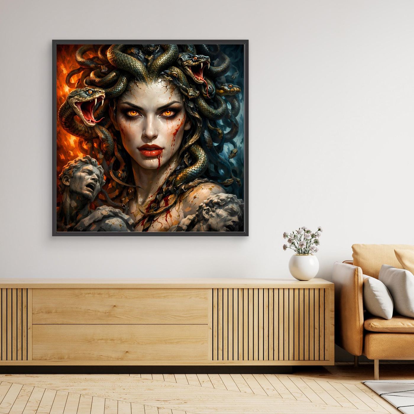 Leinwand Mythische Medusa mit Schlangenhaar | Griechische Mythologie Wandbild