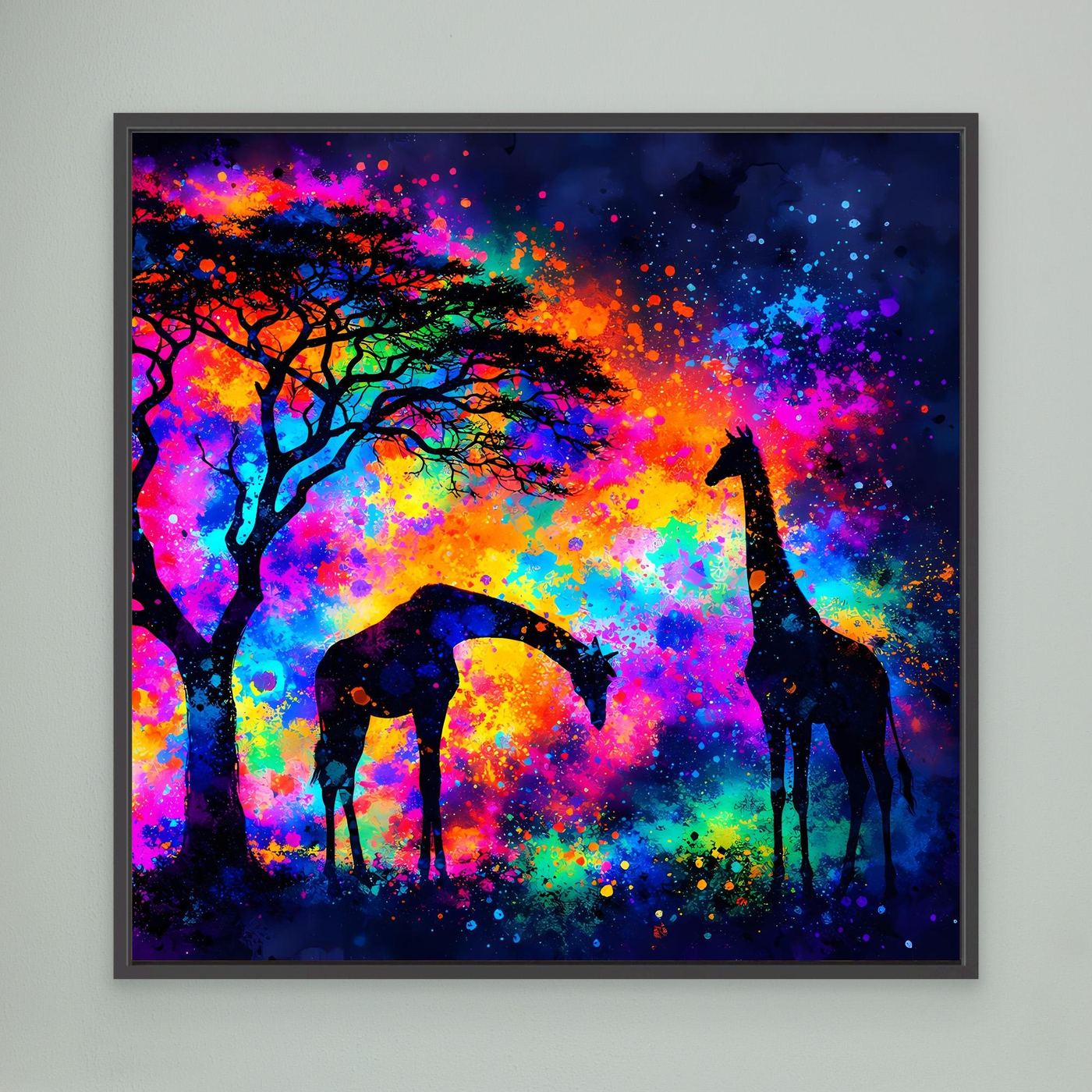 Leinwandbild Magische Afrikanische Savanne | Abstraktes Giraffen Wandbild auf Keilrahmen