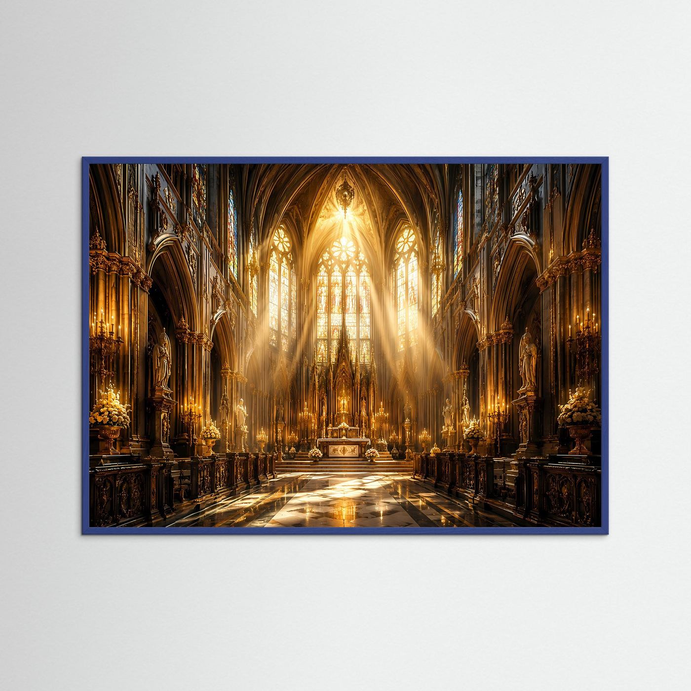 Majestätisches Kirchenschiff im goldenen Licht | Gotische Kathedrale & Architektur Poster