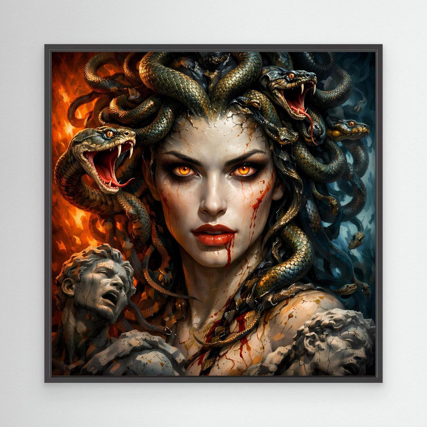 Leinwand Mythische Medusa mit Schlangenhaar | Griechische Mythologie Wandbild