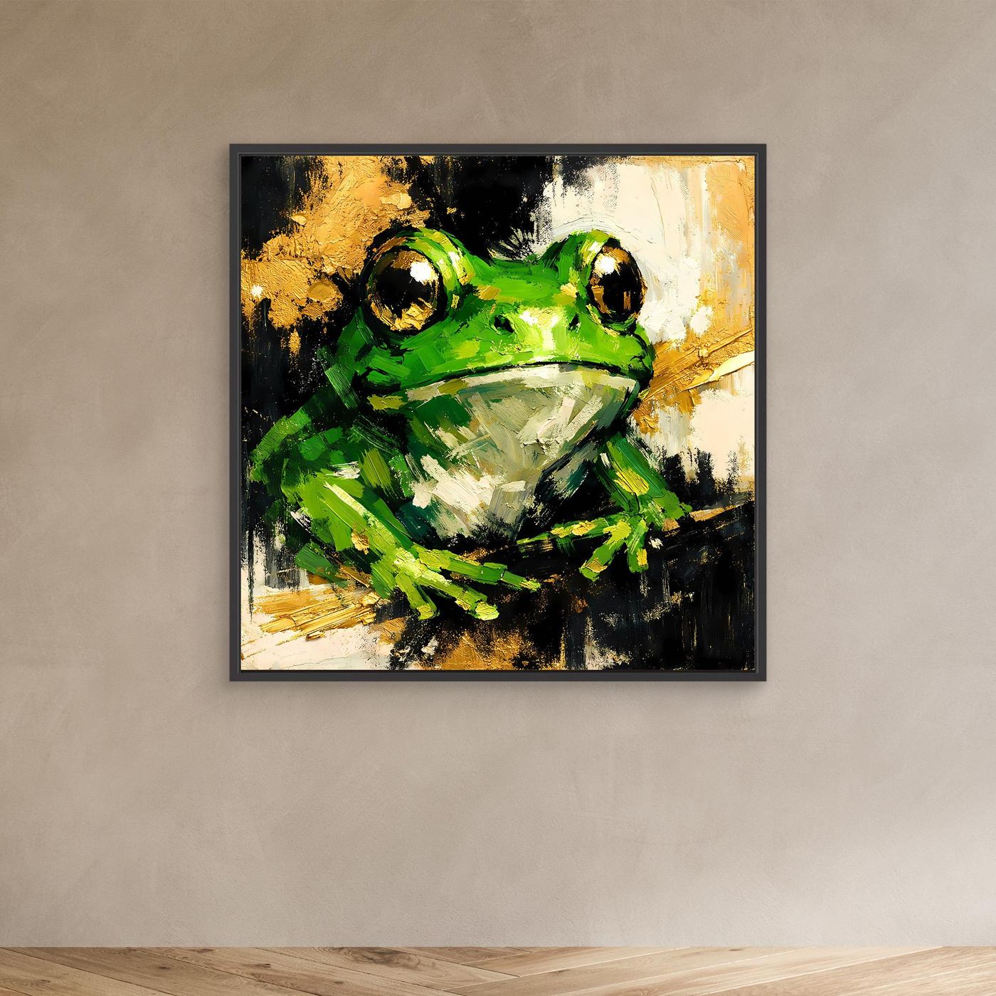 Leinwand Farbenfroher Grüner Frosch | Abstraktes Tier Wandbild