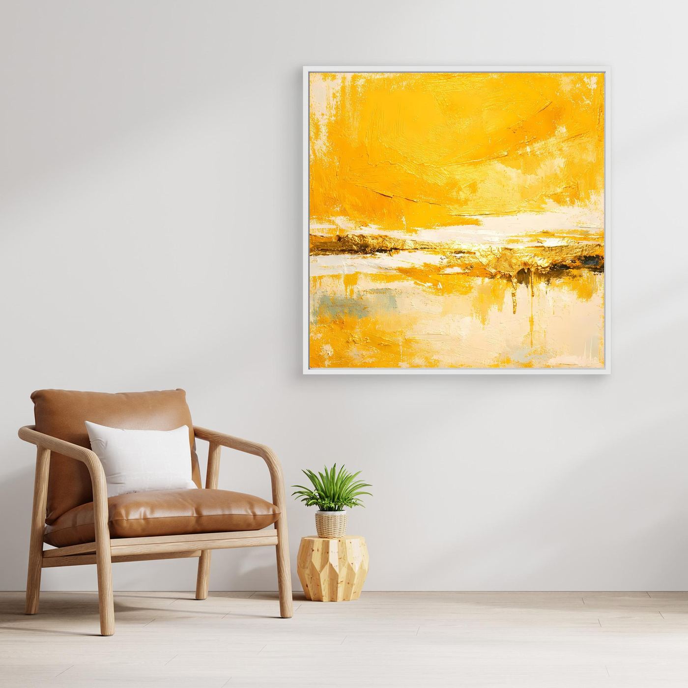 Leinwand Abstraktes Gemälde in Sonnengelb und Gold | Modernes Abstraktes Wandbild