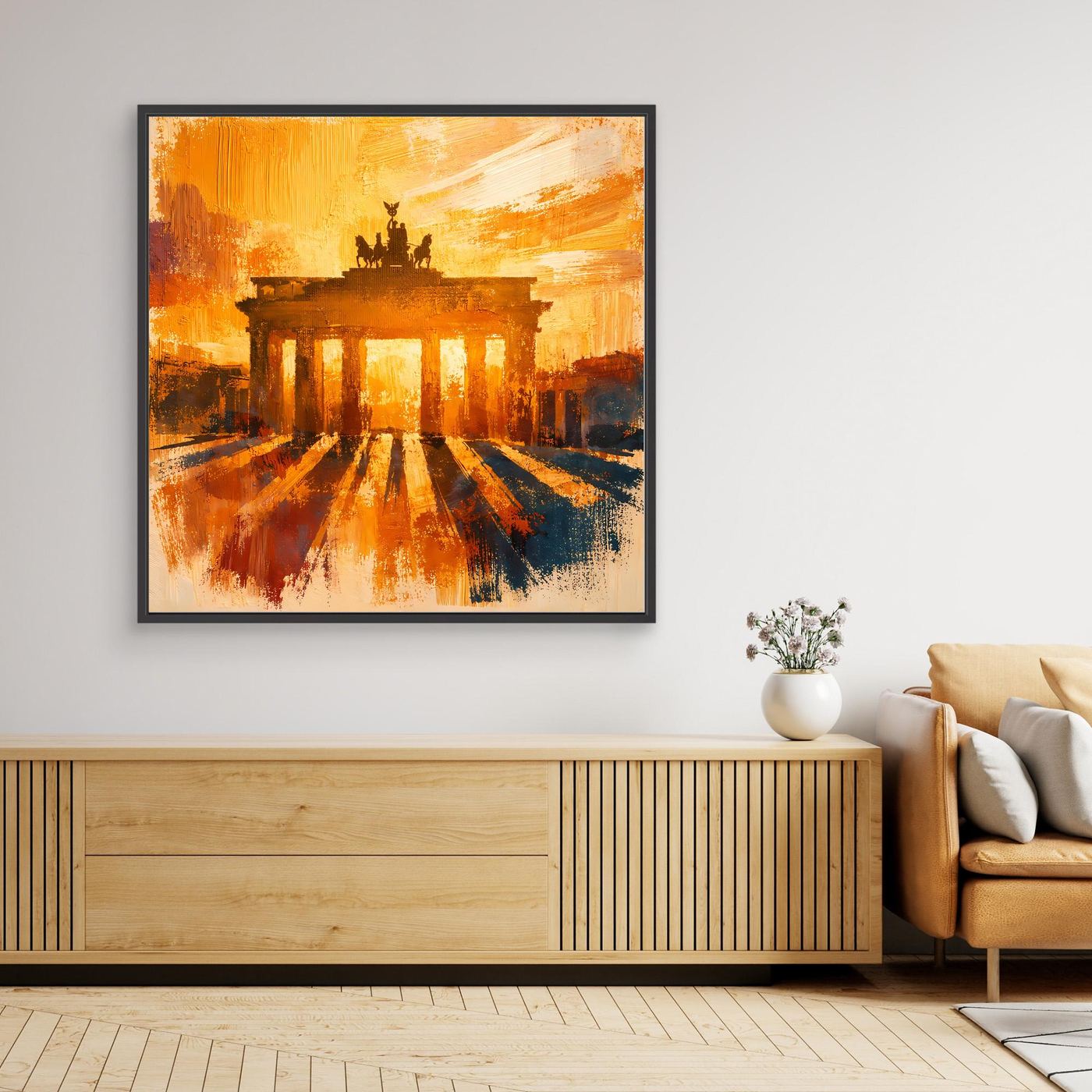 Leinwand Brandenburger Tor Goldene Abendstimmung | Abstraktes Berlin Wandbild