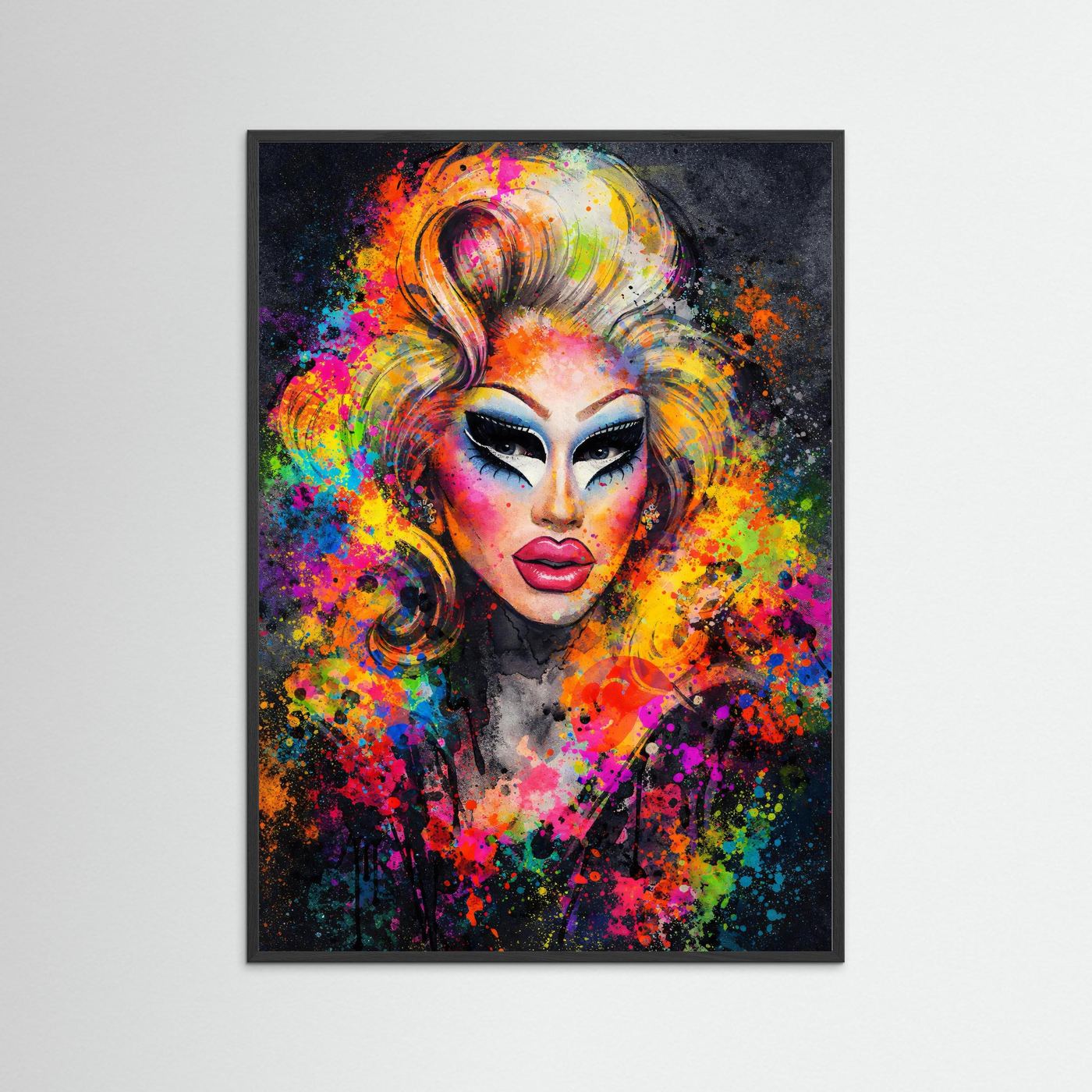 Poster Drag Queen Porträt Abstrakt | Buntes Farbexplosion Wandbild
