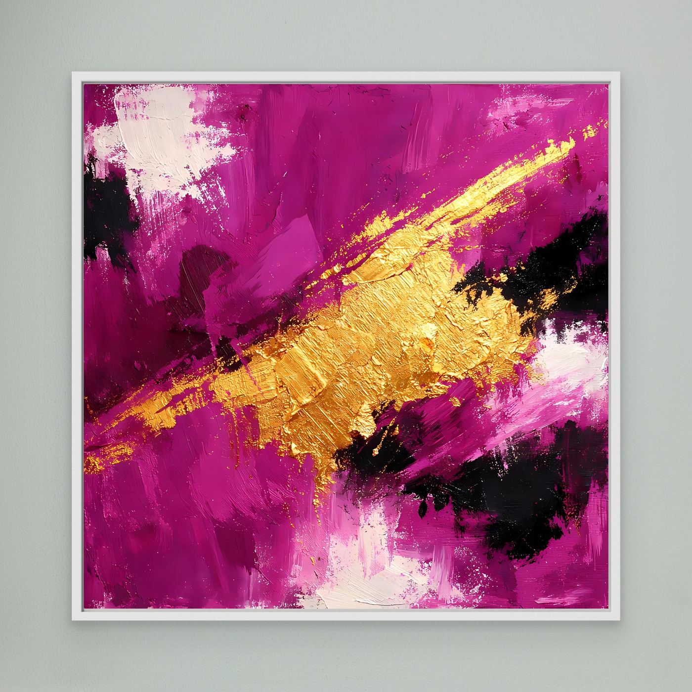 Leinwand Expressives Farbenspiel in Beere und Gold | Modernes Abstraktes Wandbild