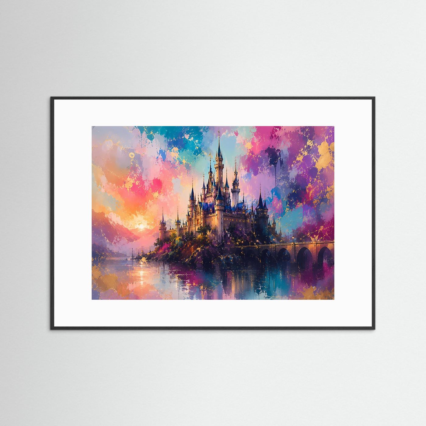 Verzaubertes Königreich | Märchenschloss & Fantasy Poster mit Gold- und Pastell-Akzenten