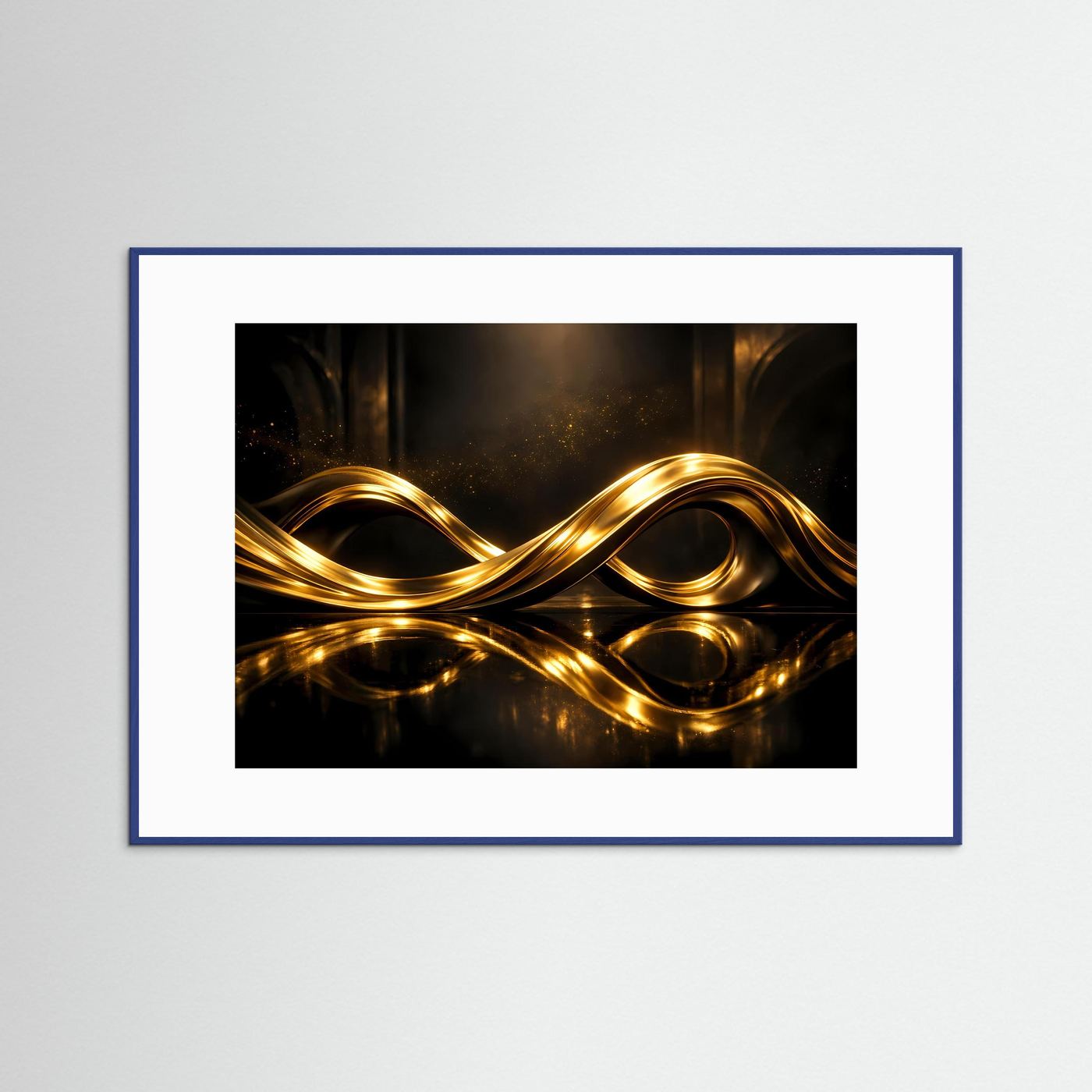 Elegante Goldene Wellen im Unendlichkeitsdesign | Luxus Kunst & Abstrakte Wanddeko Querformat