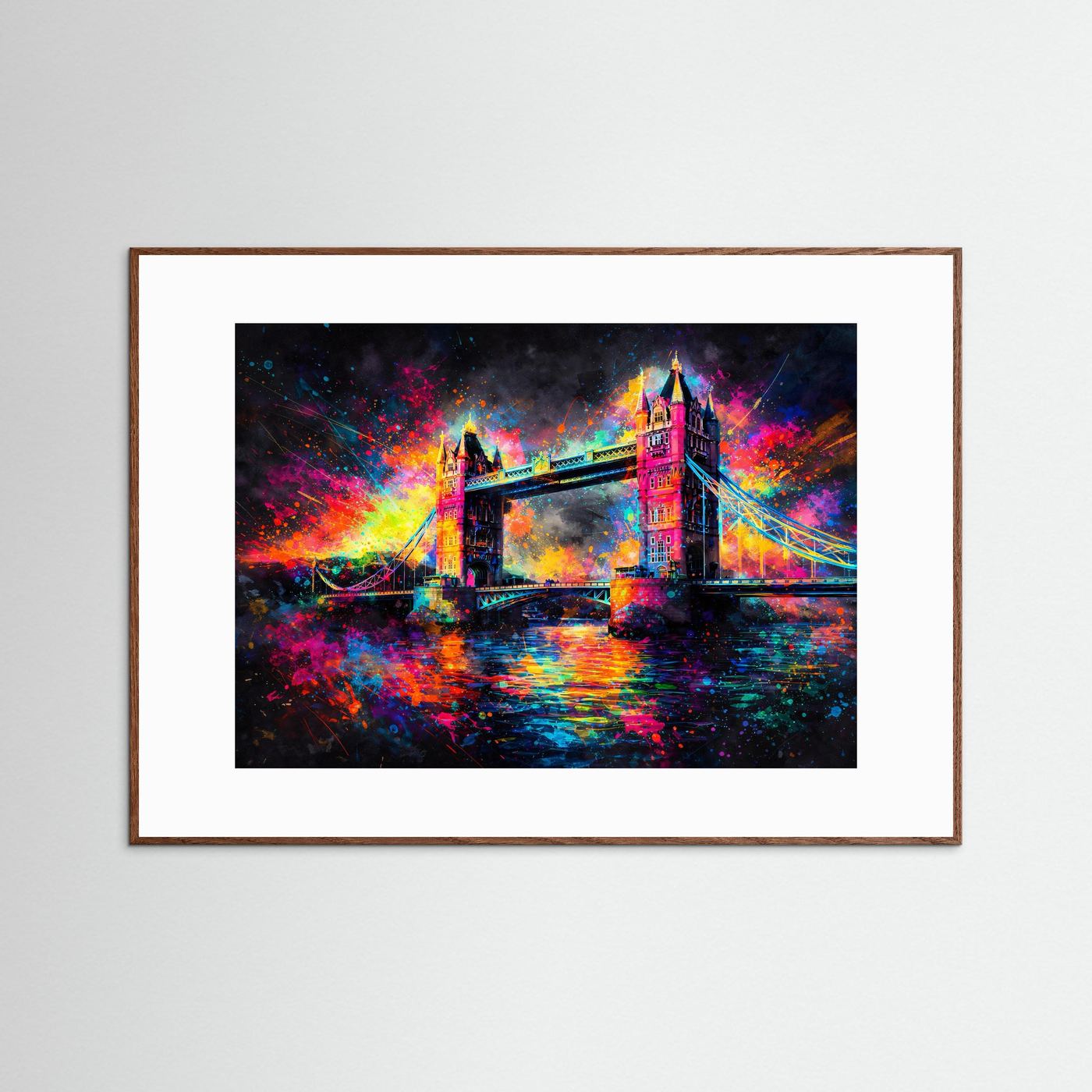 Farbgewaltige Tower Bridge London | Bunt & Modern Architektur Poster Querformat