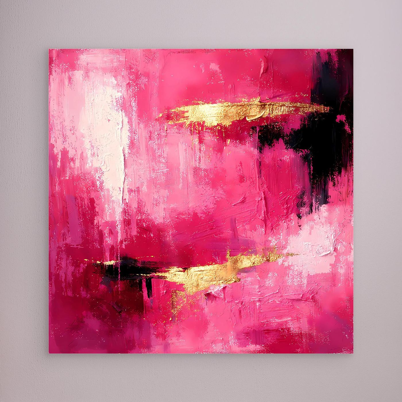 Leinwand Abstraktes Gemälde in Rosa und Gold | Modernes Elegantes Wandbild