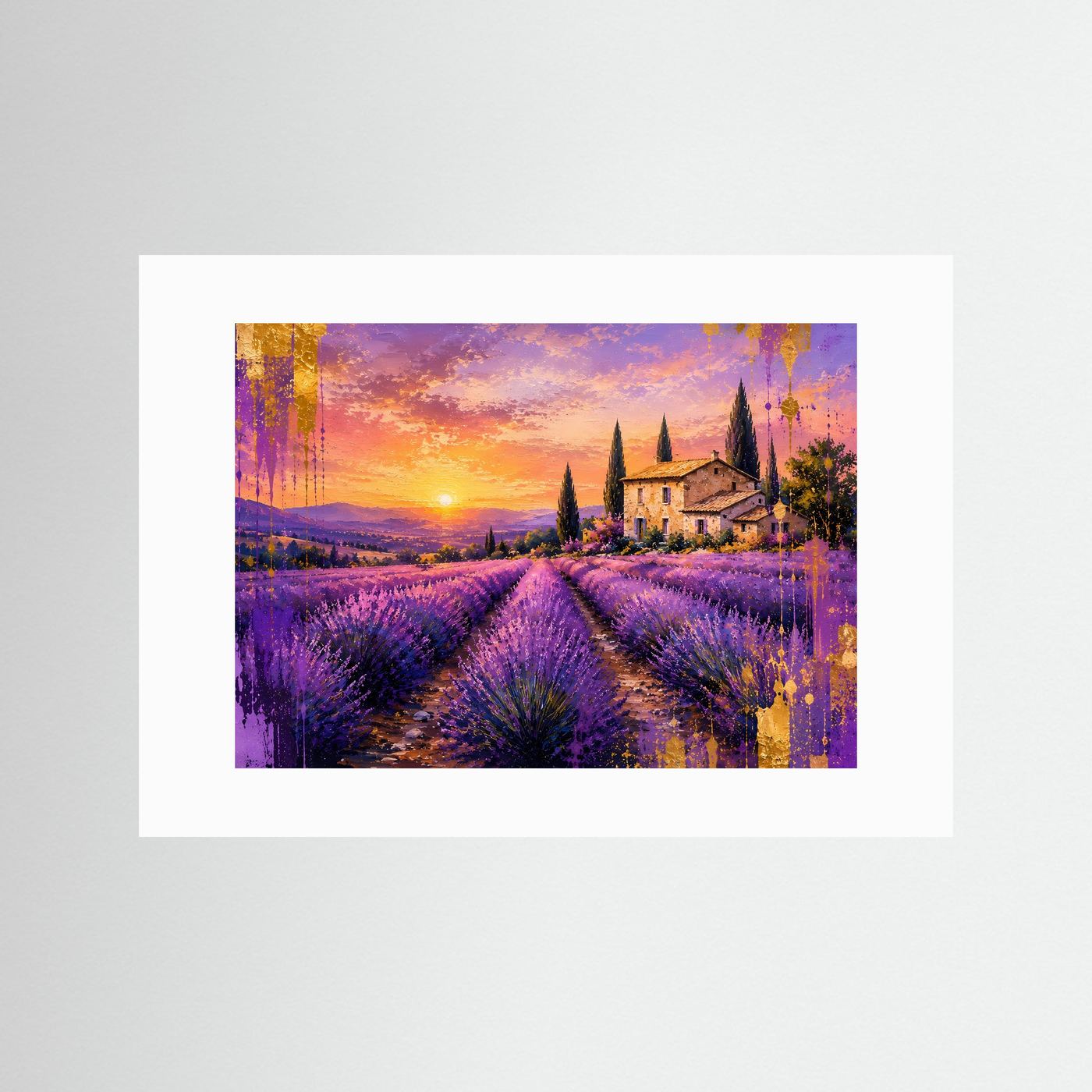 Träumerische Lavendelfelder in der Provence | Sonnenuntergang & Toskana Poster Querformat