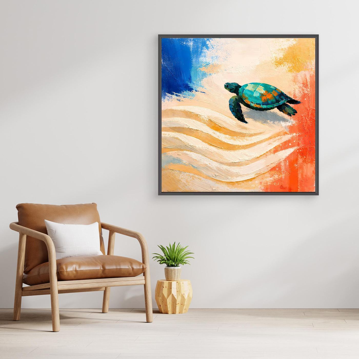 Leinwand Elegante Meeresschildkröte im Ozean | Abstraktes Strand & Meer Wandbild