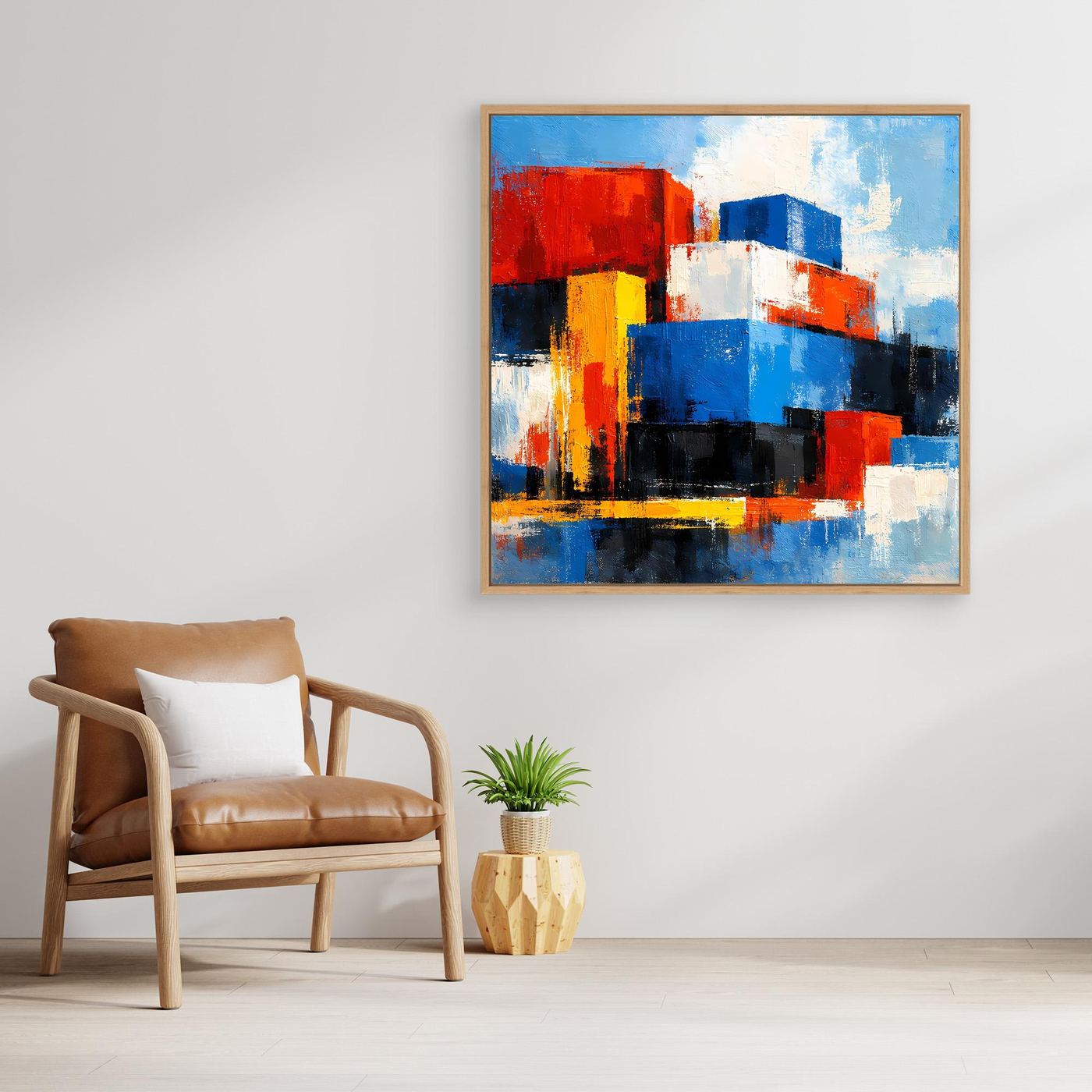Leinwand Abstrakte Geometrische Kuben | Modernes Wandbild Bunte Blöcke