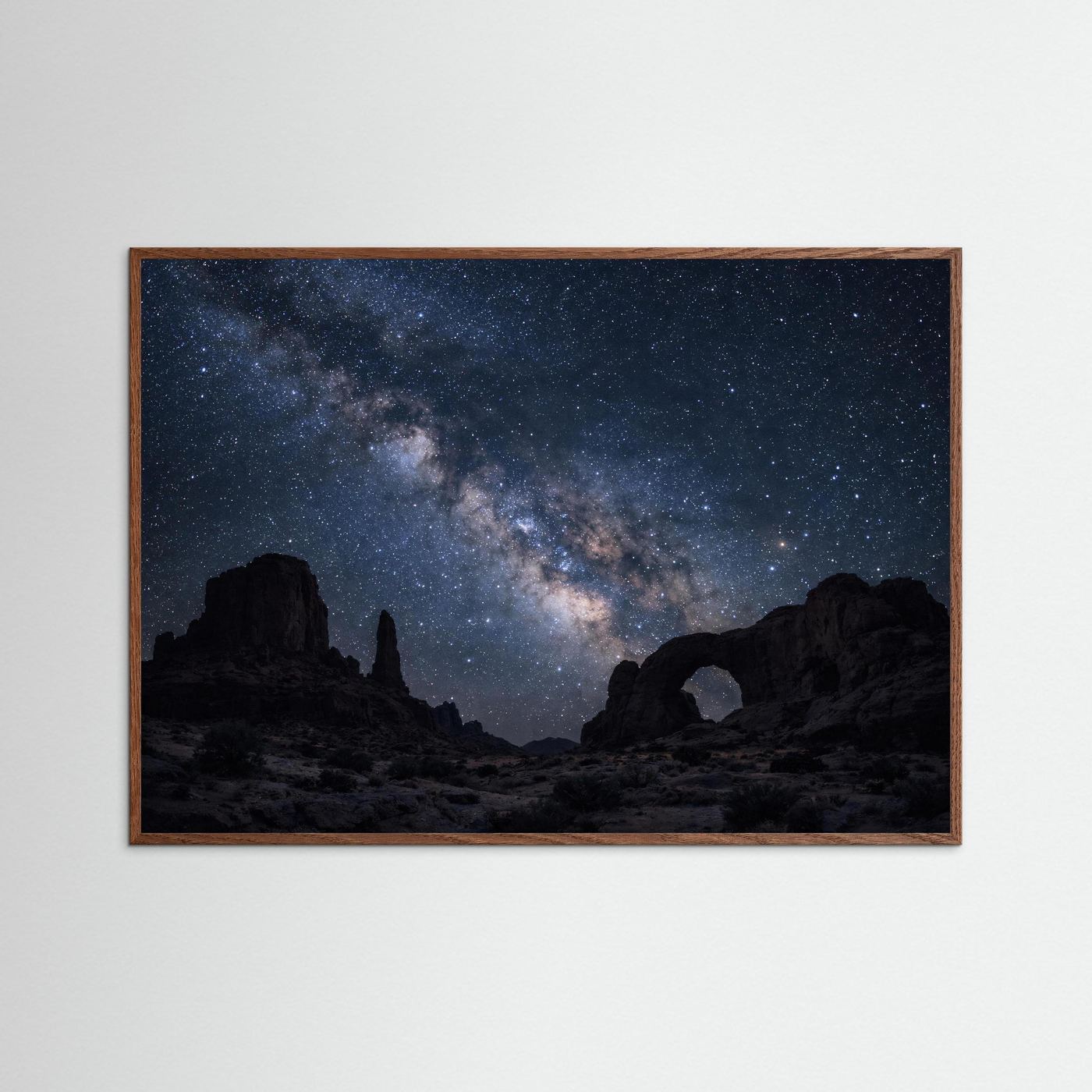 Milchstraße über natürlichem Felsbogen | Kosmos & Wüste Poster Querformat