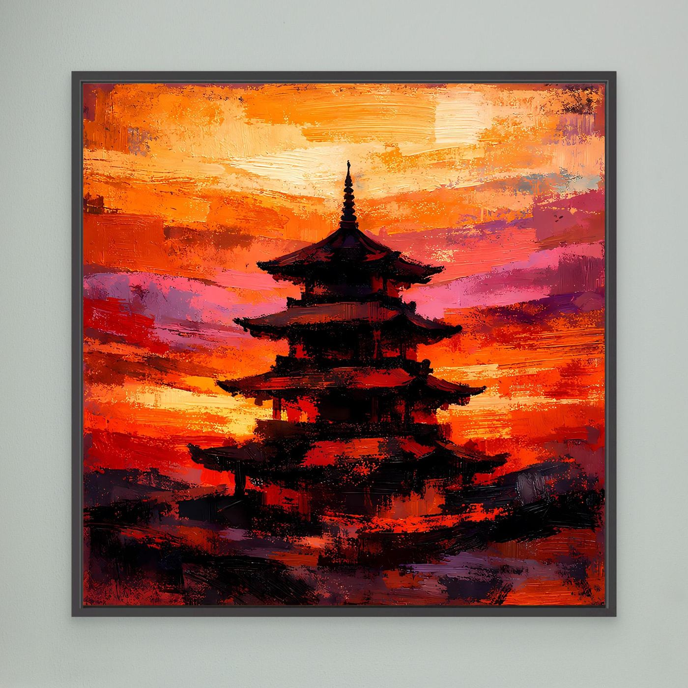Leinwandbild Traditionelle Japanische Pagode | Abstraktes Asien-Wandbild