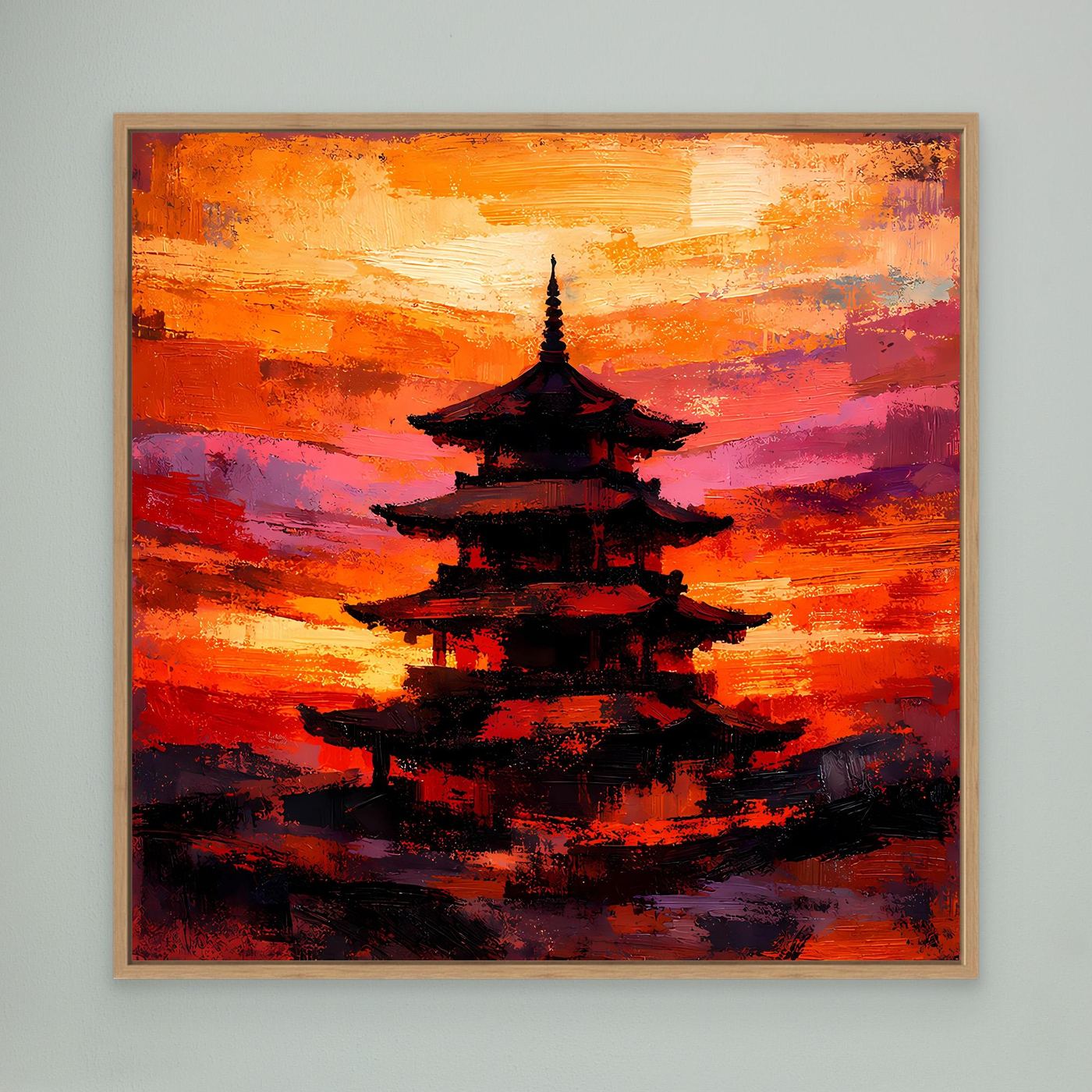 Leinwandbild Traditionelle Japanische Pagode | Abstraktes Asien-Wandbild