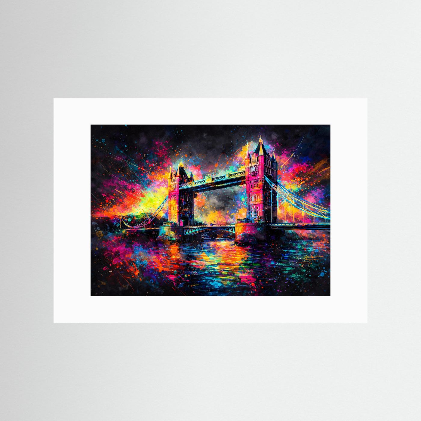 Farbgewaltige Tower Bridge London | Bunt & Modern Architektur Poster Querformat