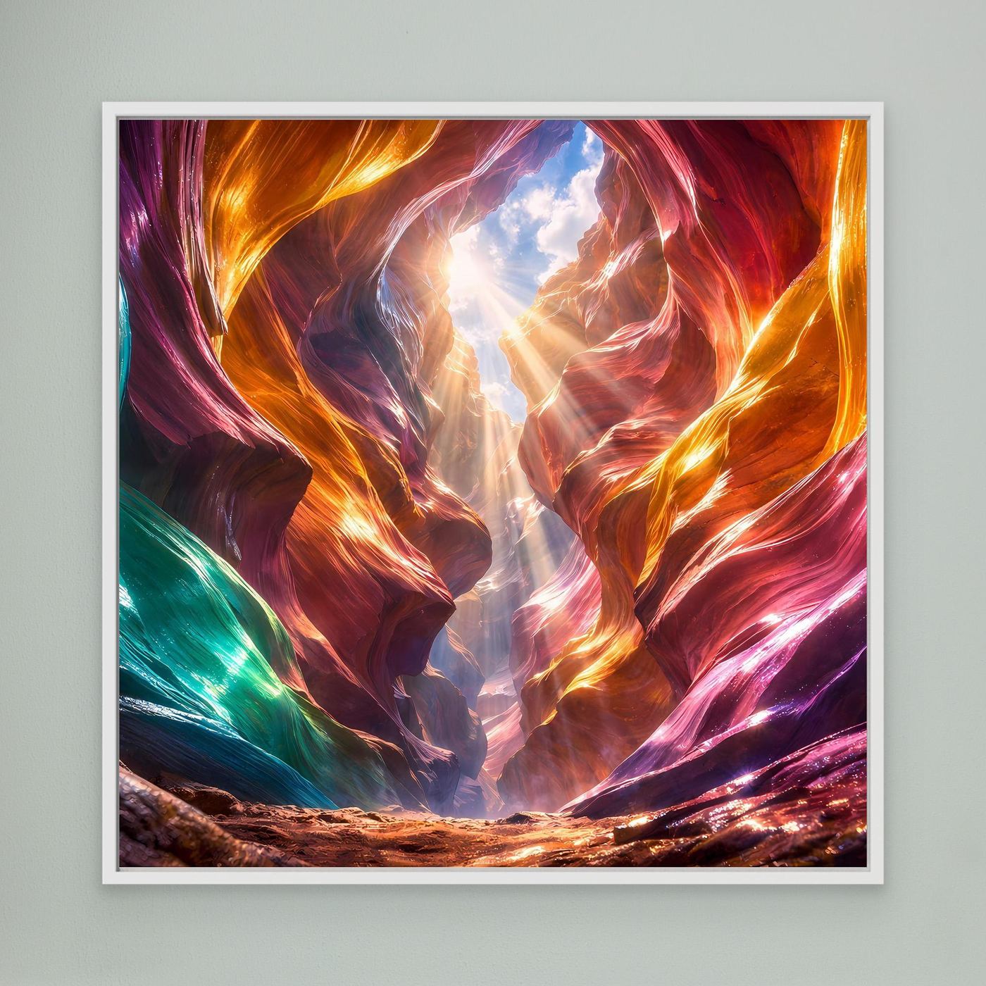 Leinwandbild Magischer Antelope Canyon | Abstraktes Felsenschauspiel Wandbild auf echtem Holzkeilrahmen