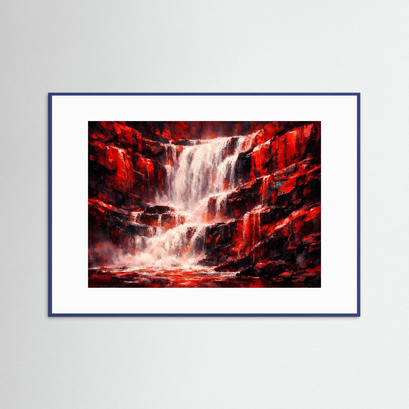 Dramatischer roter Wasserfall | Gewaltige Natur & Felsen Poster Querformat