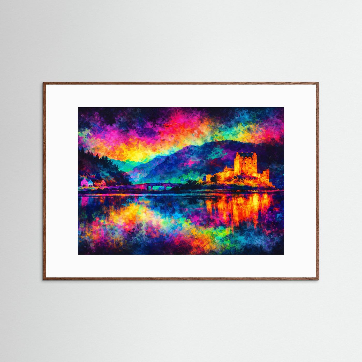 Eilean Donan Castle Expressionismus | Bunte Architektur & Schottland Kunst Poster Querformat