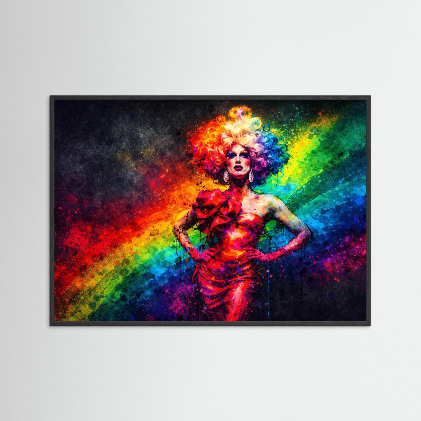 Regenbogen-Gala & Glamour | Moderner Pop Art Print Querformat Wandbild