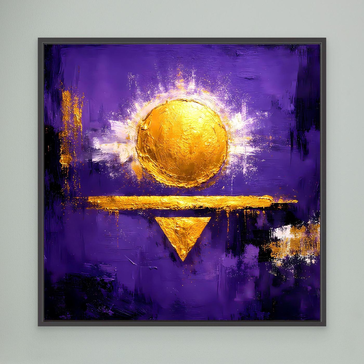 Leinwand Kosmische Sonne auf Violett | Abstraktes Geometrisches Wandbild Moderne Kunst