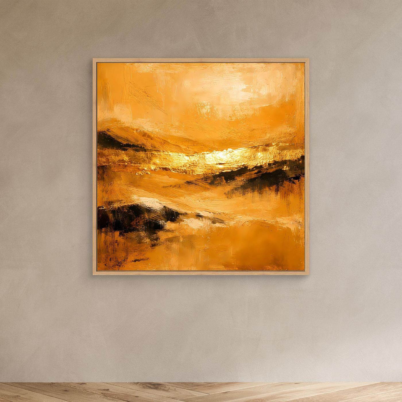 Leinwand Abstrakte Landschaft in Gold und Ocker | Modernes Elegantes Natur Wandbild