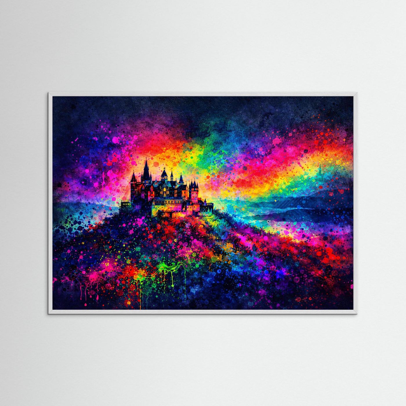 Majestätische Burg Hohenzollern Expressionismus | Bunte Architektur & Kunst Poster Querformat