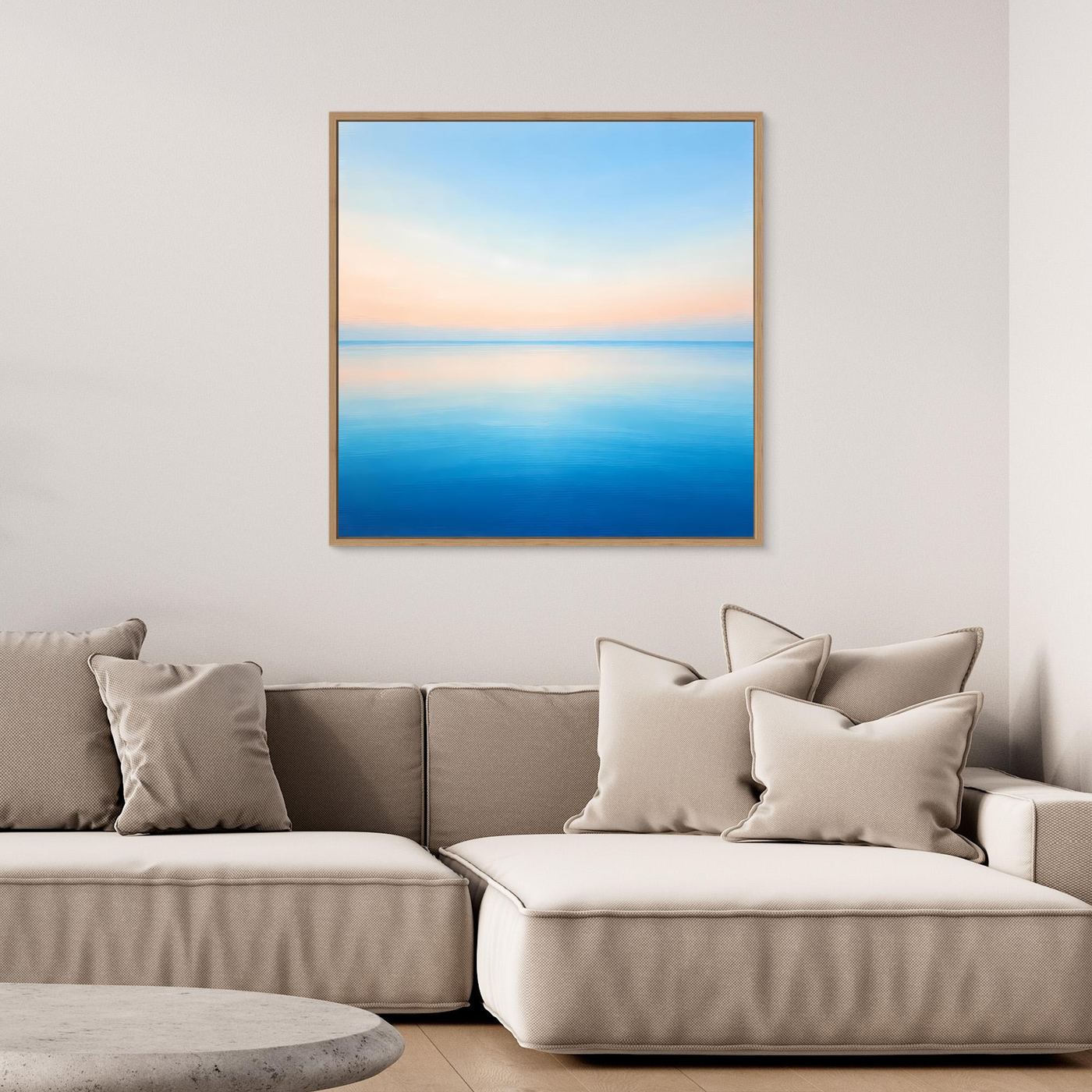 Leinwand Minimalistischer Meereshorizont im Pastelllicht | Abstraktes Ozean Wandbild
