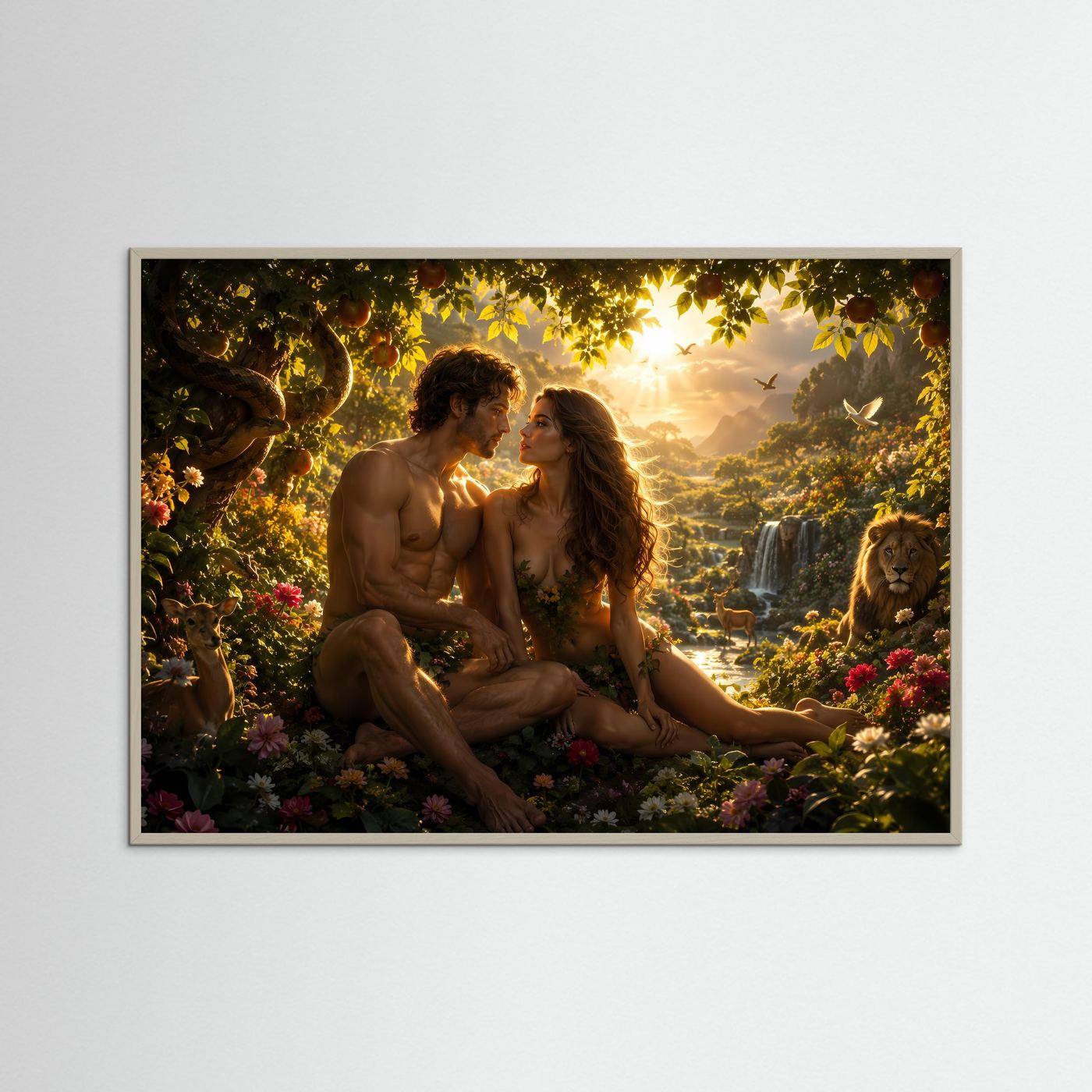 Garten Eden | Romantisches Natur & Mythologie Poster im Querformat